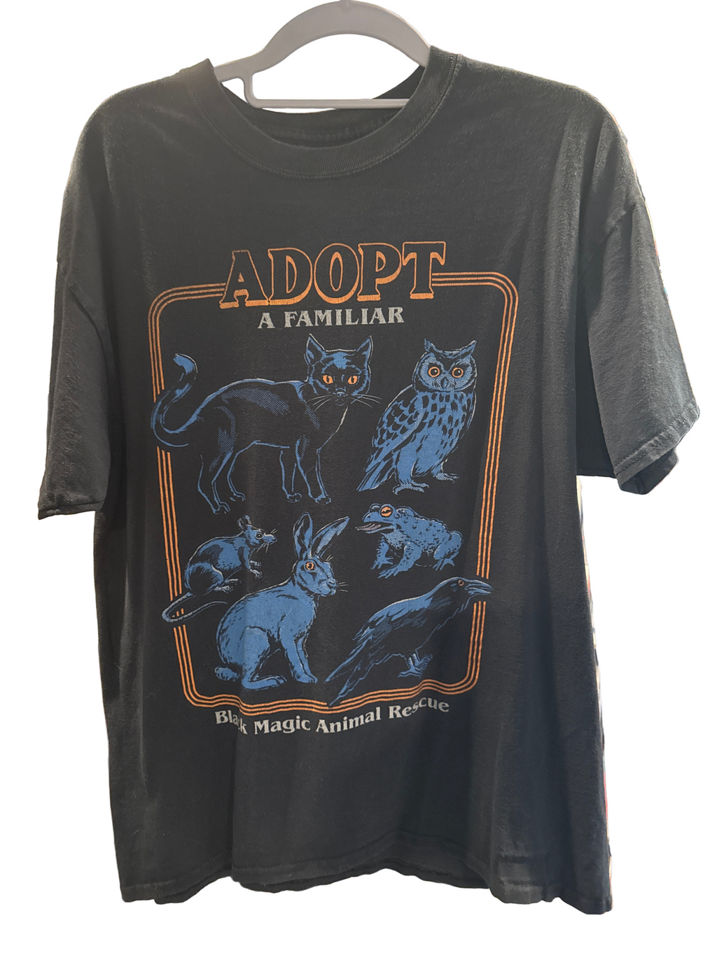 90s Black Magic Animal Rescue Adopt a Familiar Black Shirt XL