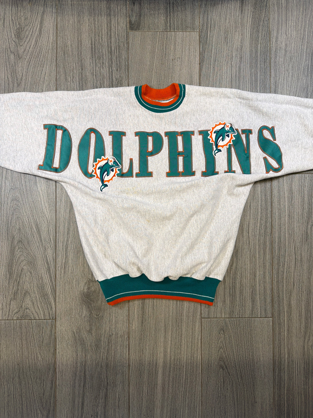 Miami Dolphins Spellout 90s Crewneck Sweater XL