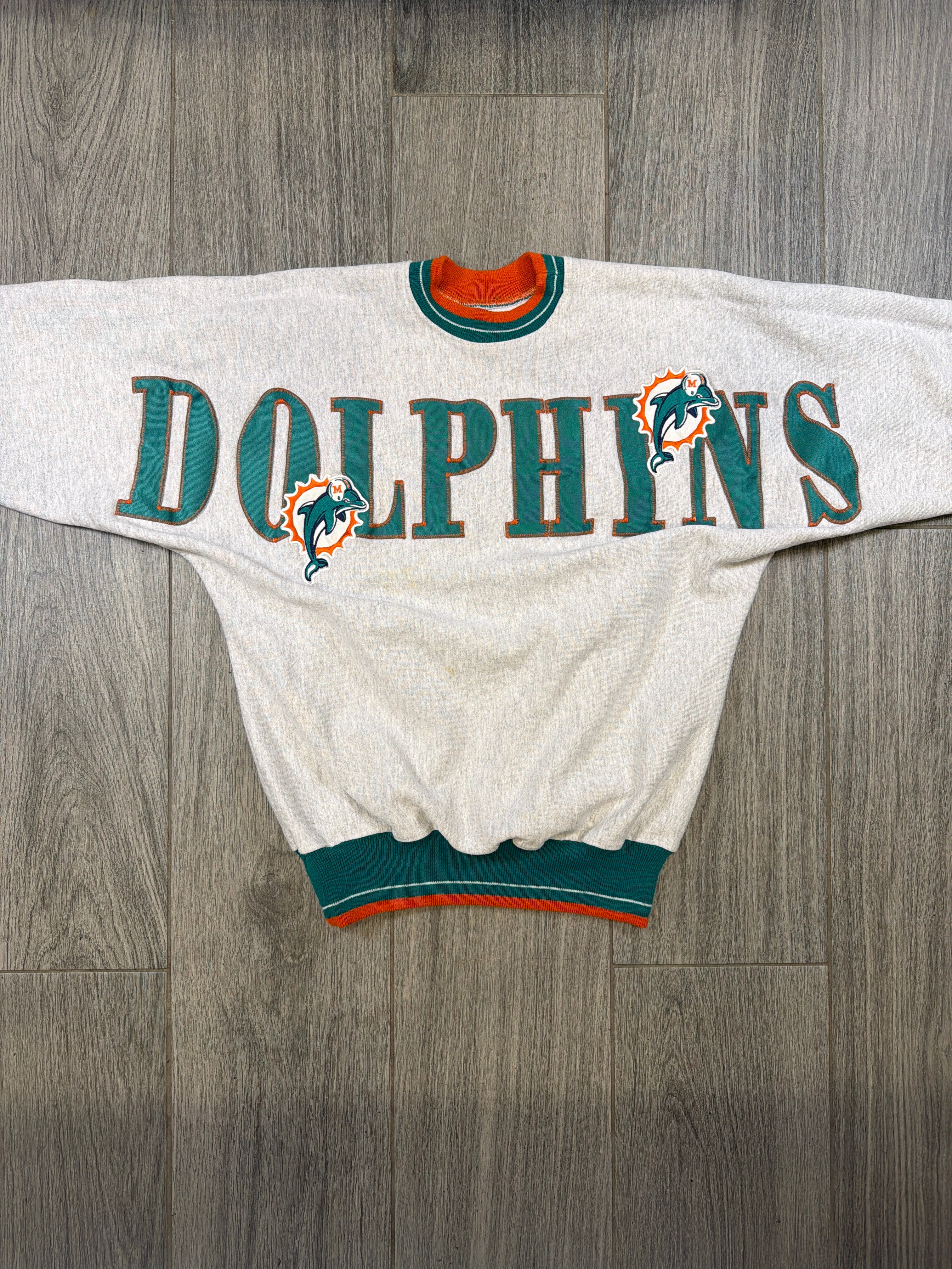 Miami Dolphins Spellout 90s Crewneck Sweater XL