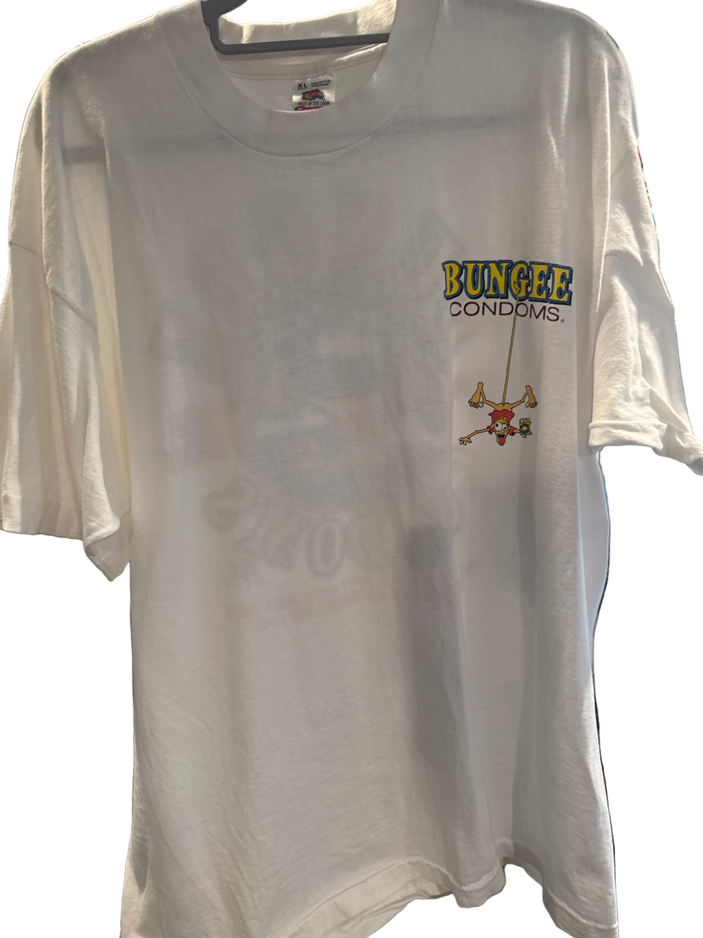 90s Bungee Condoms Vulgar Fruit of the Loom White Single Stitch XL