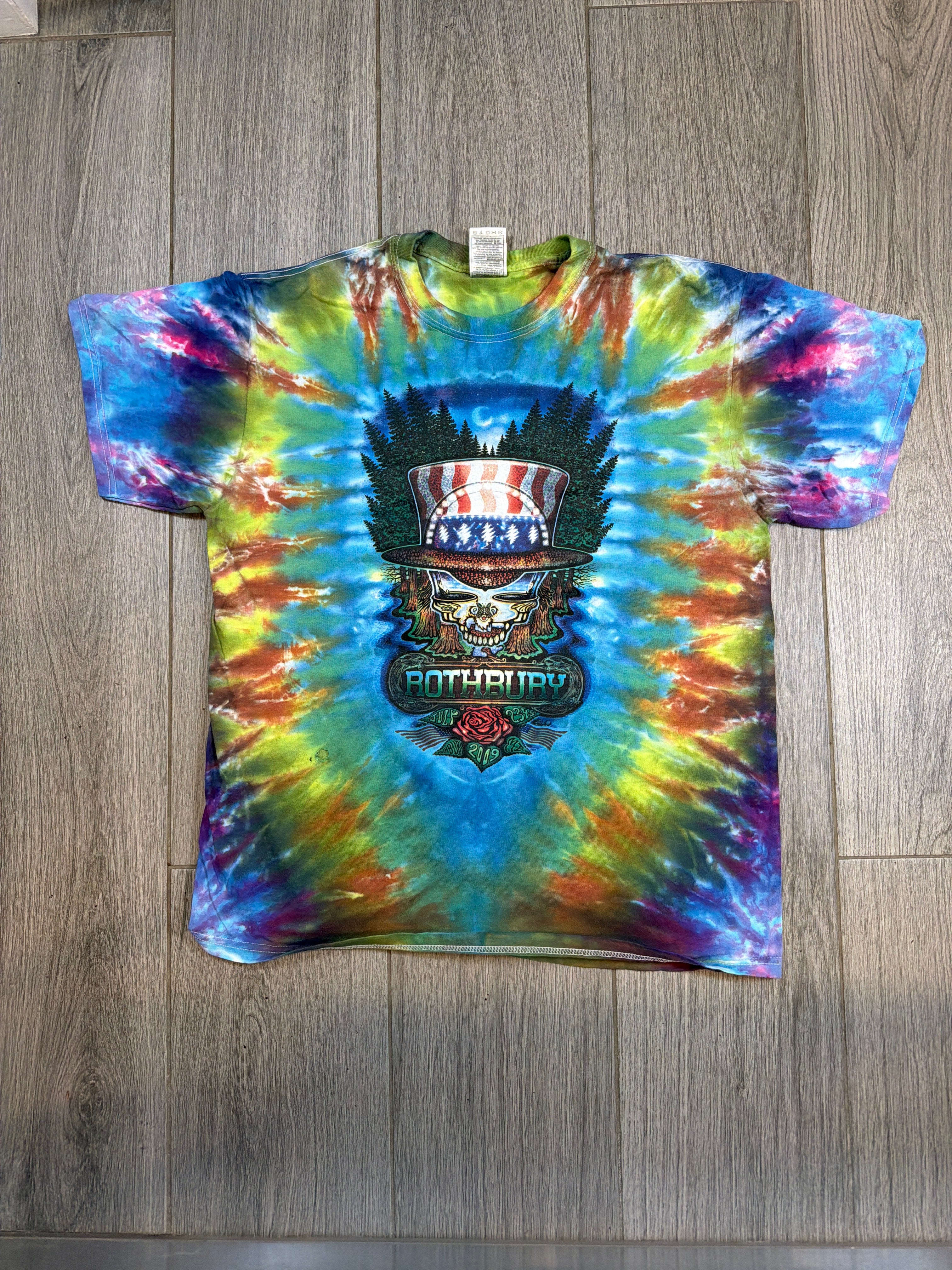 2009 Grateful Dead Dylan String Cheese Rothbury Tie Dye FOTL T-Shirt Large
