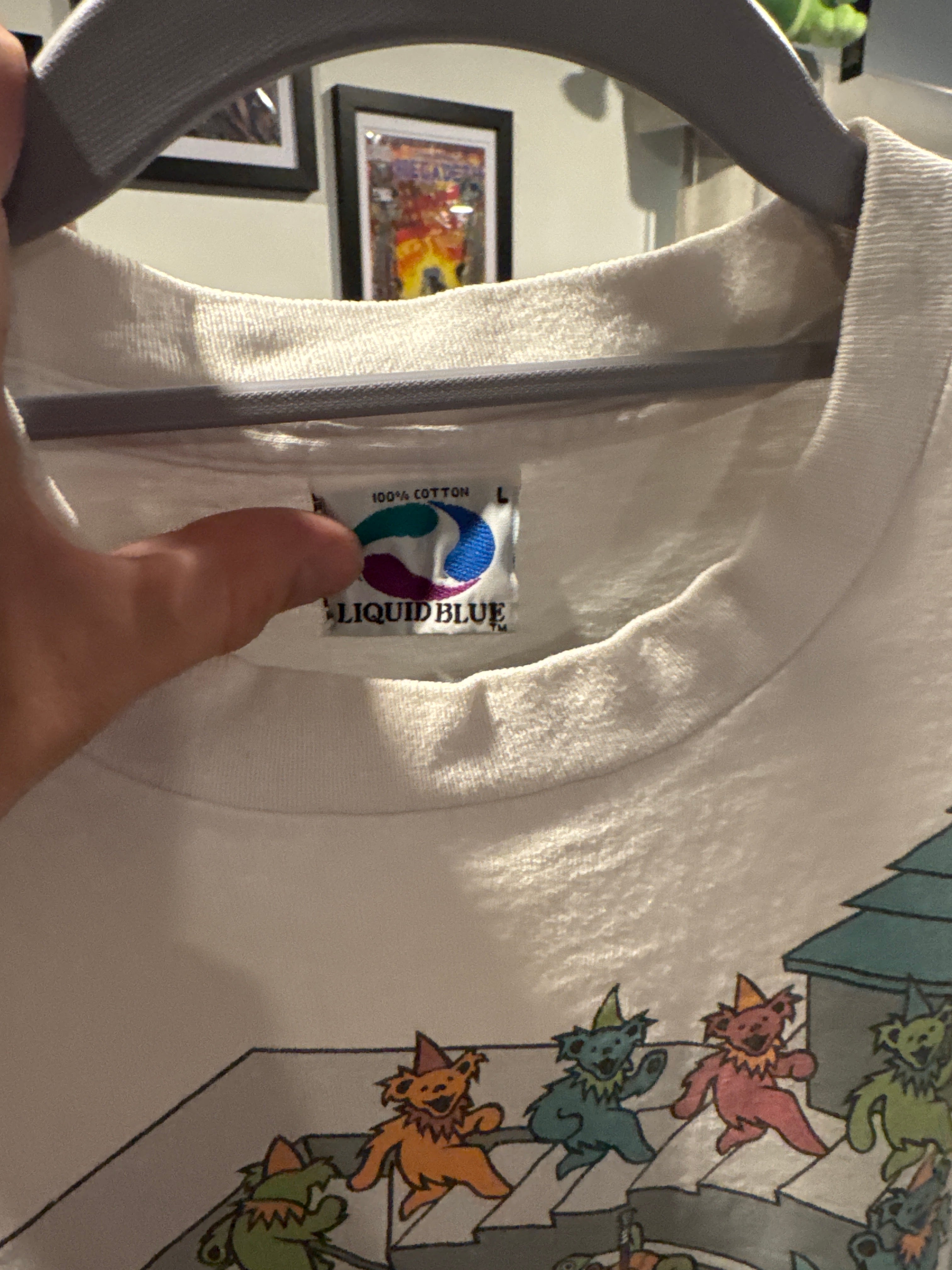 1993 Grateful Dead MC Escher Liquid Blue L White Rare