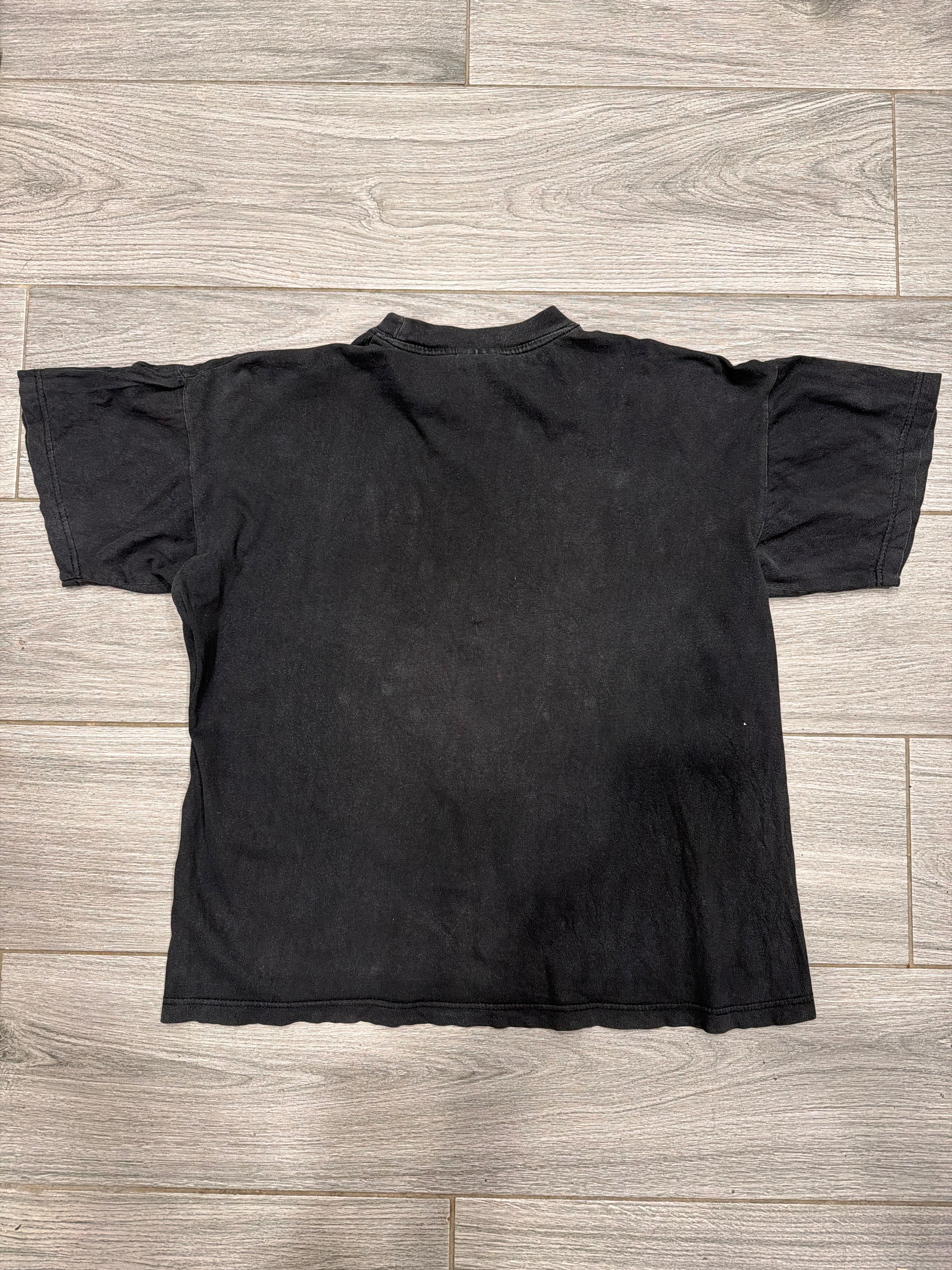 1992 Nirvana Smiley Euro Kurt Cobain Grohl Black T-Shirt Medium