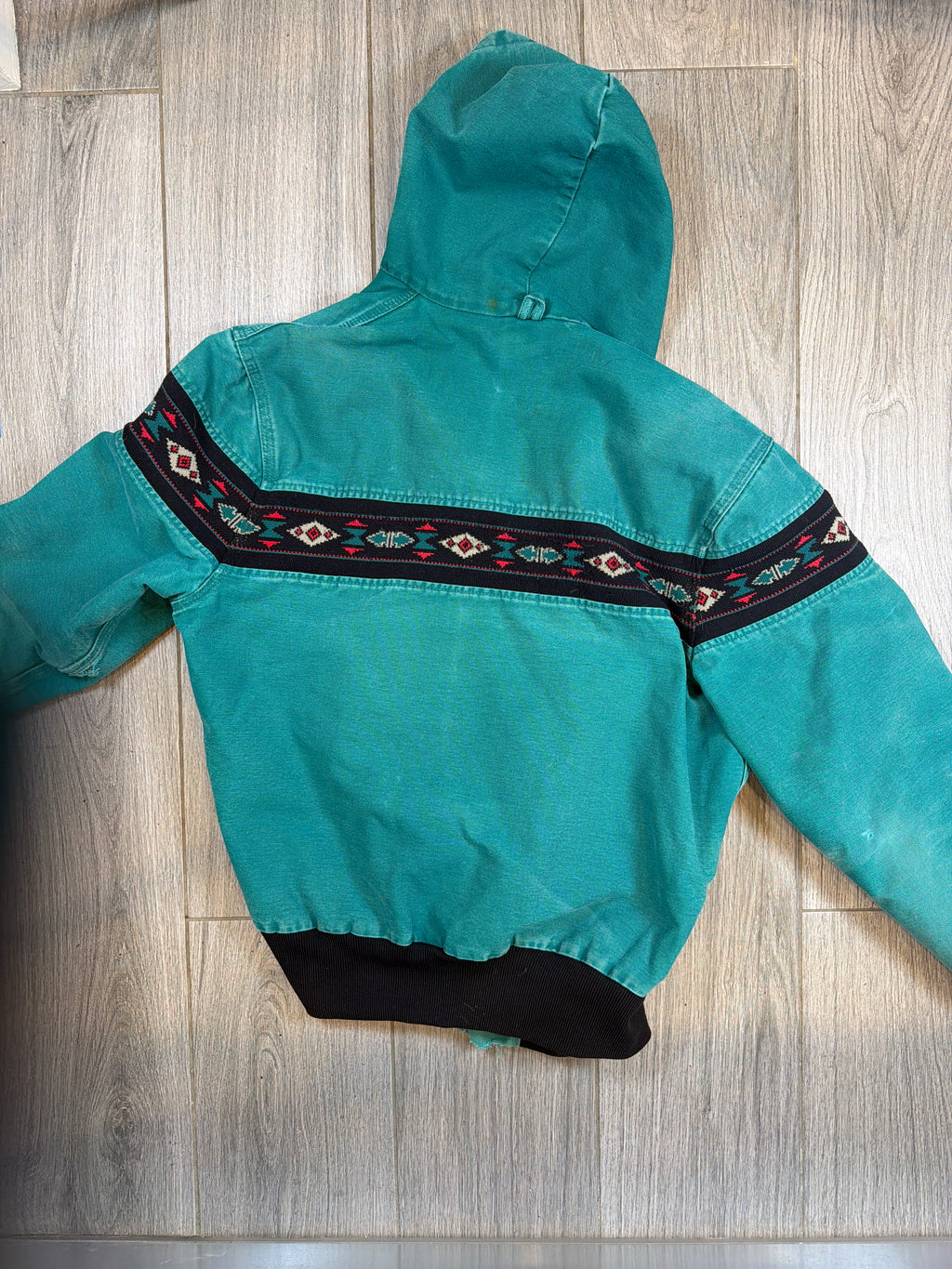 90s Carhartt Turquoise Aztec Jacket Distressed Fits Medium