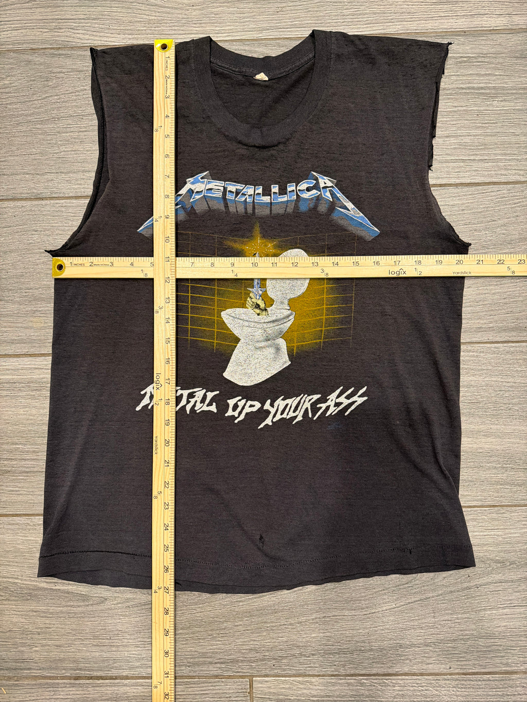 80s Metallica Metal Up Your A** Cut off Paper Thin T-Shirt Large