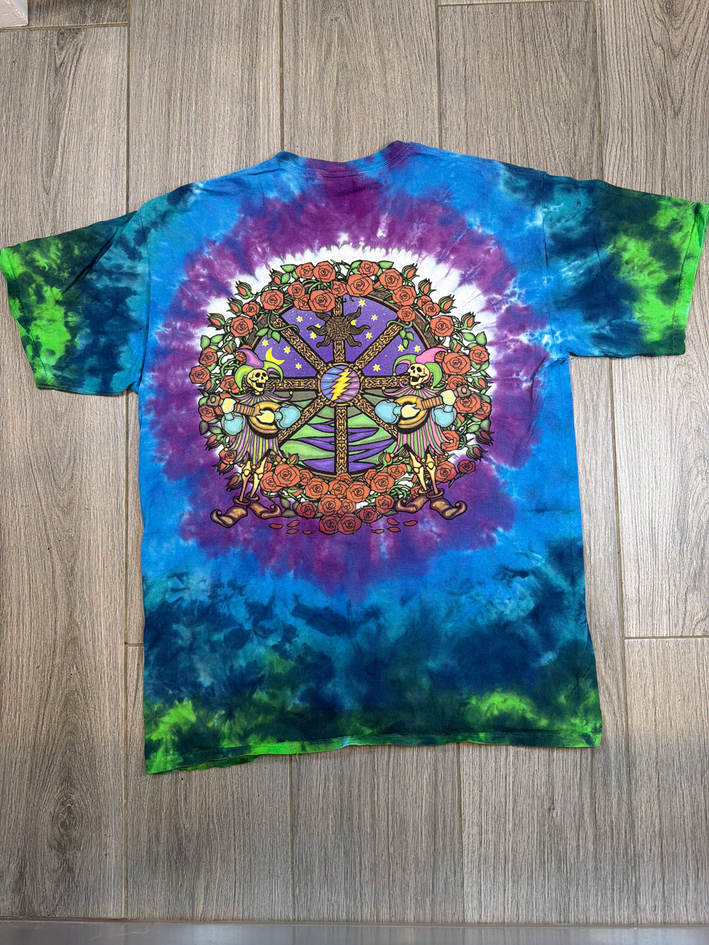 Grateful Dead Stained Glass Mandala Liquid Blue Tie Dye T-Shirt Large