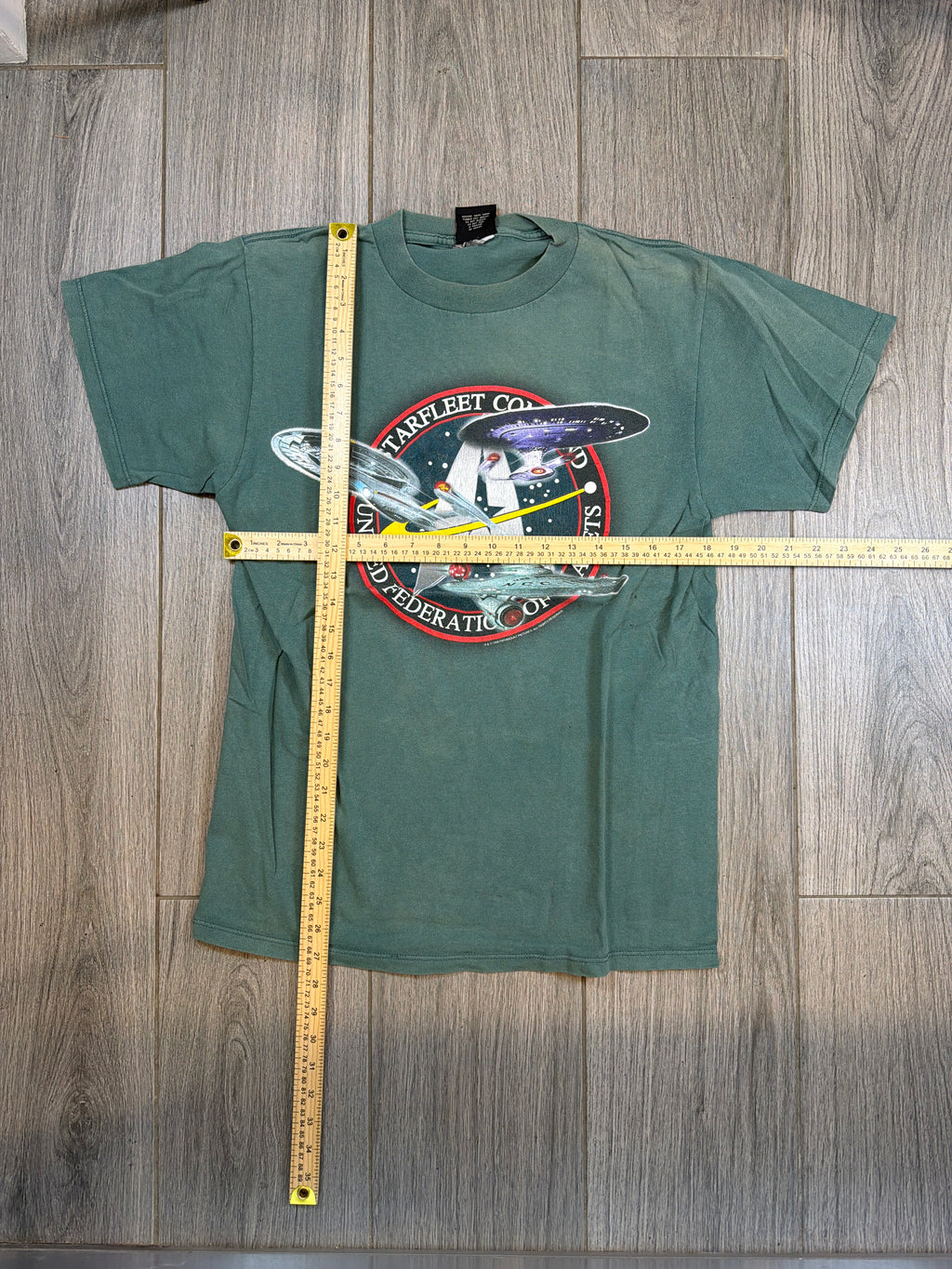 1998 Star Trek USS Enterprise Generations Faded Green T-Shirt Medium