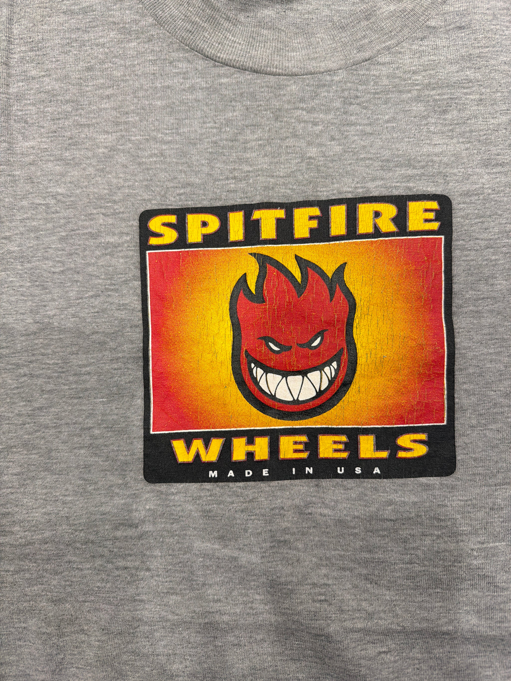 00s Spitfire Skateboard Wheels Grey Box Logo Large T-Shirt