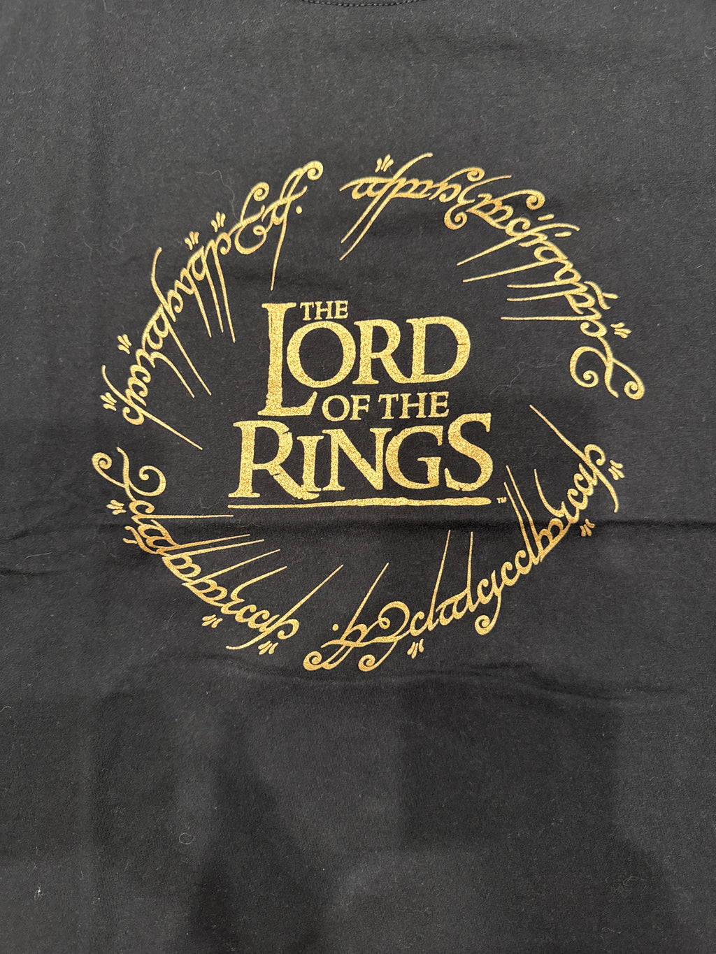 00s Lord of The Rings Movie Promo Black and Gold T-Shirt Medium