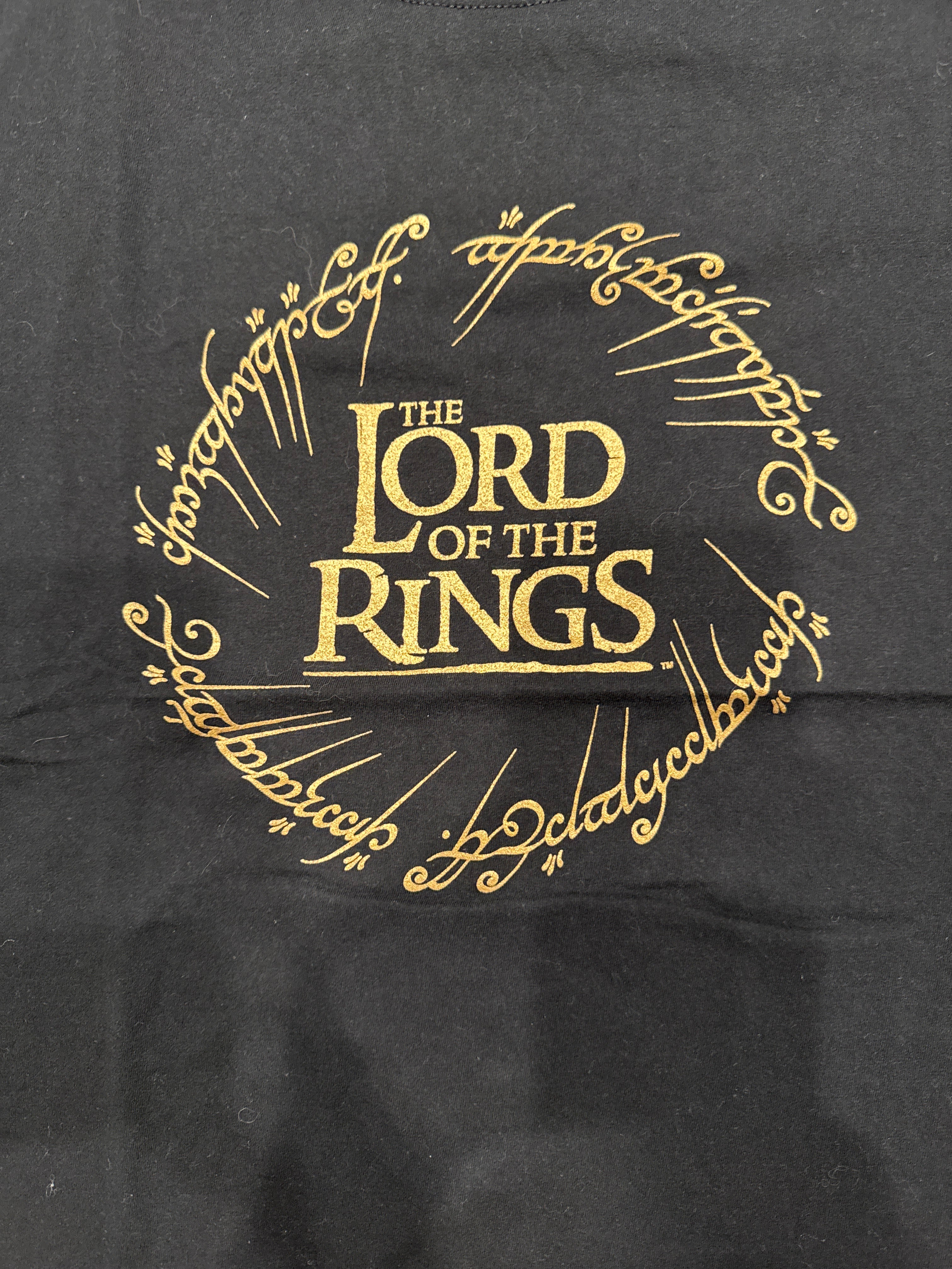00s Lord of The Rings Movie Promo Black and Gold T-Shirt Medium