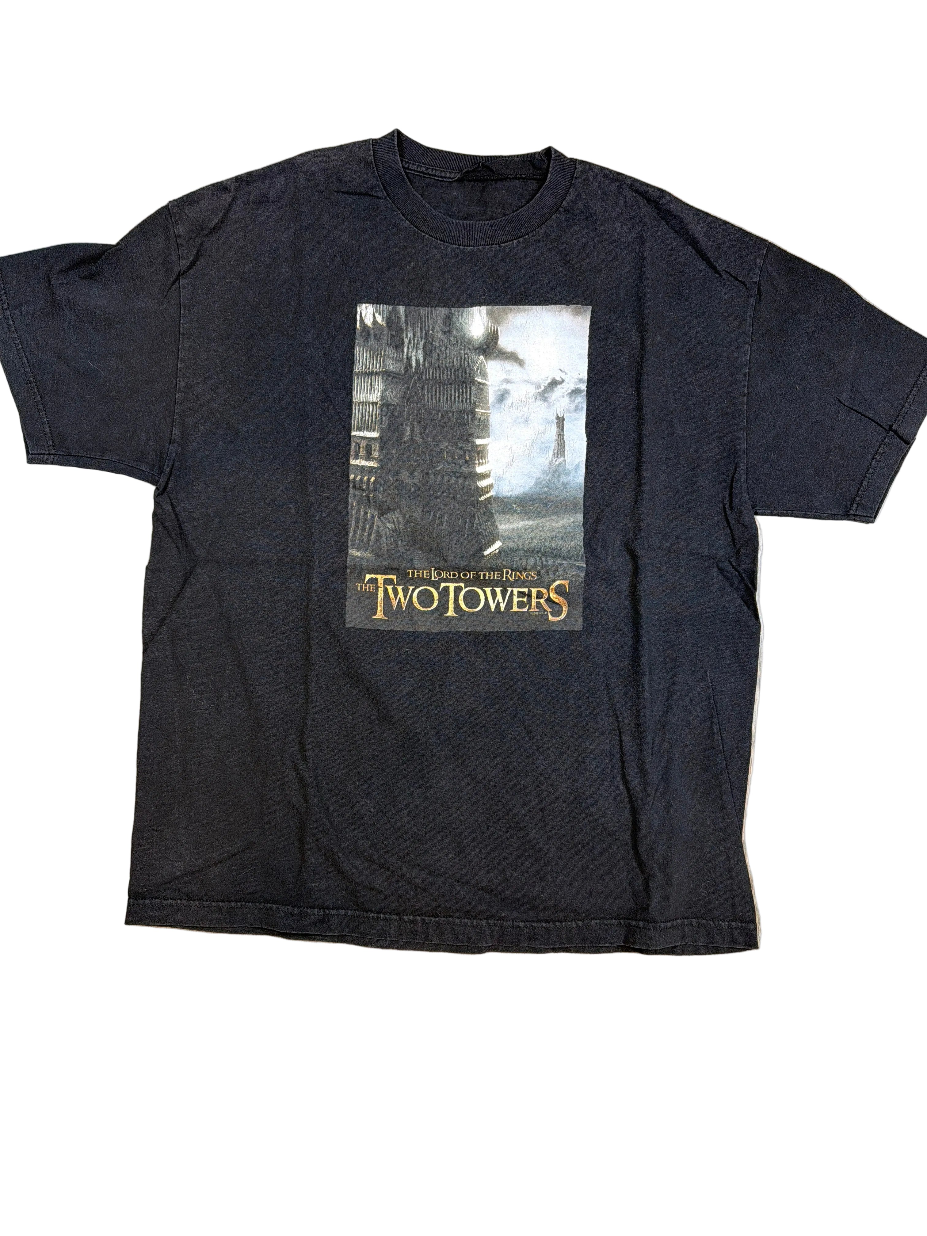 2002 Lord of the Rings The Two Towers Movie Promo Black T-Shirt Large