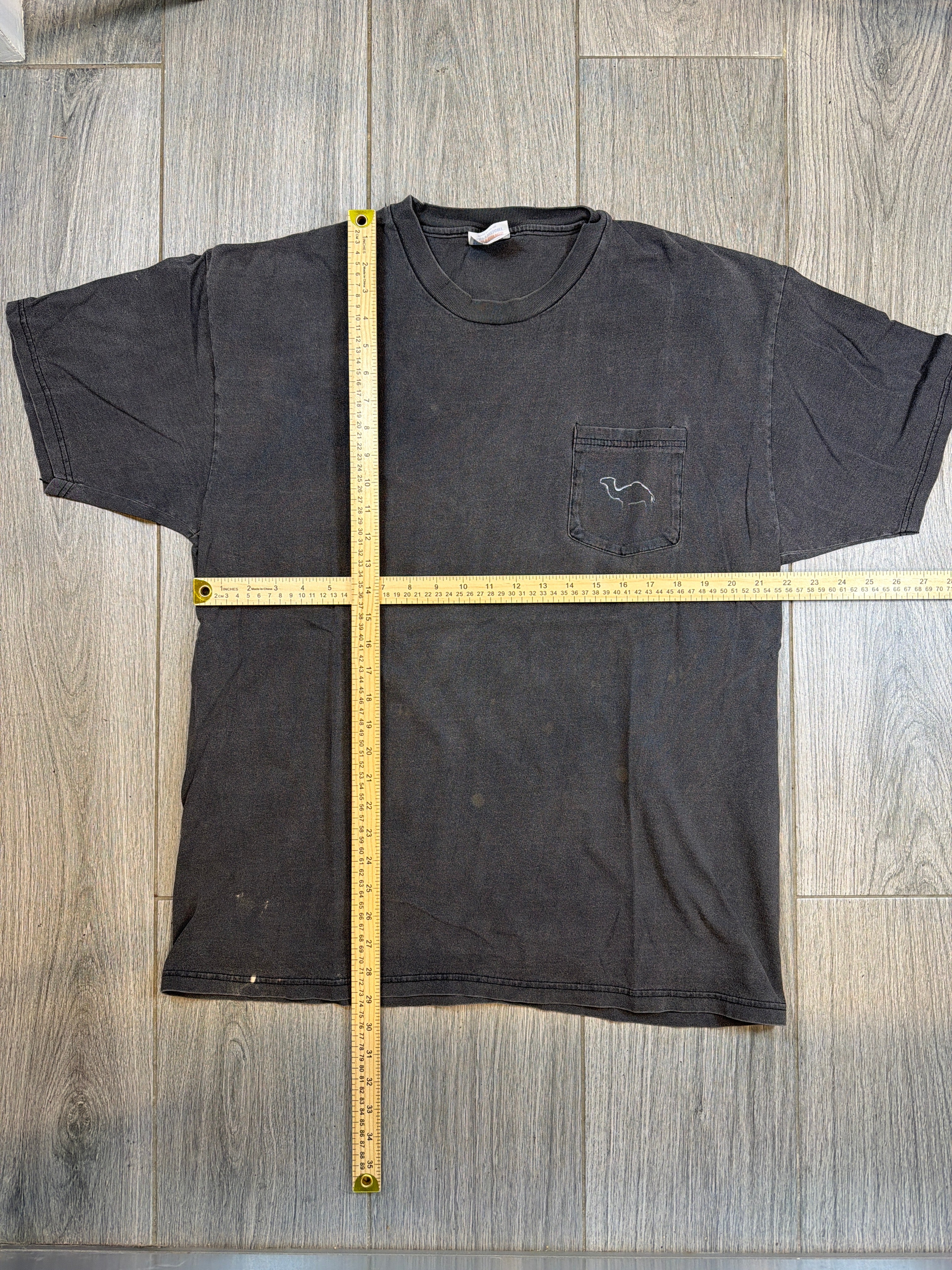 90er Jahre Camel Eclipse Promo Schwarz Verwaschene T-Shirt mit Tasche XL
