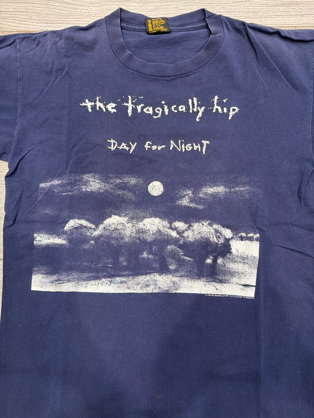 1994 The Tragically Hip Day For Night Album Blue T-Shirt Large Brockum