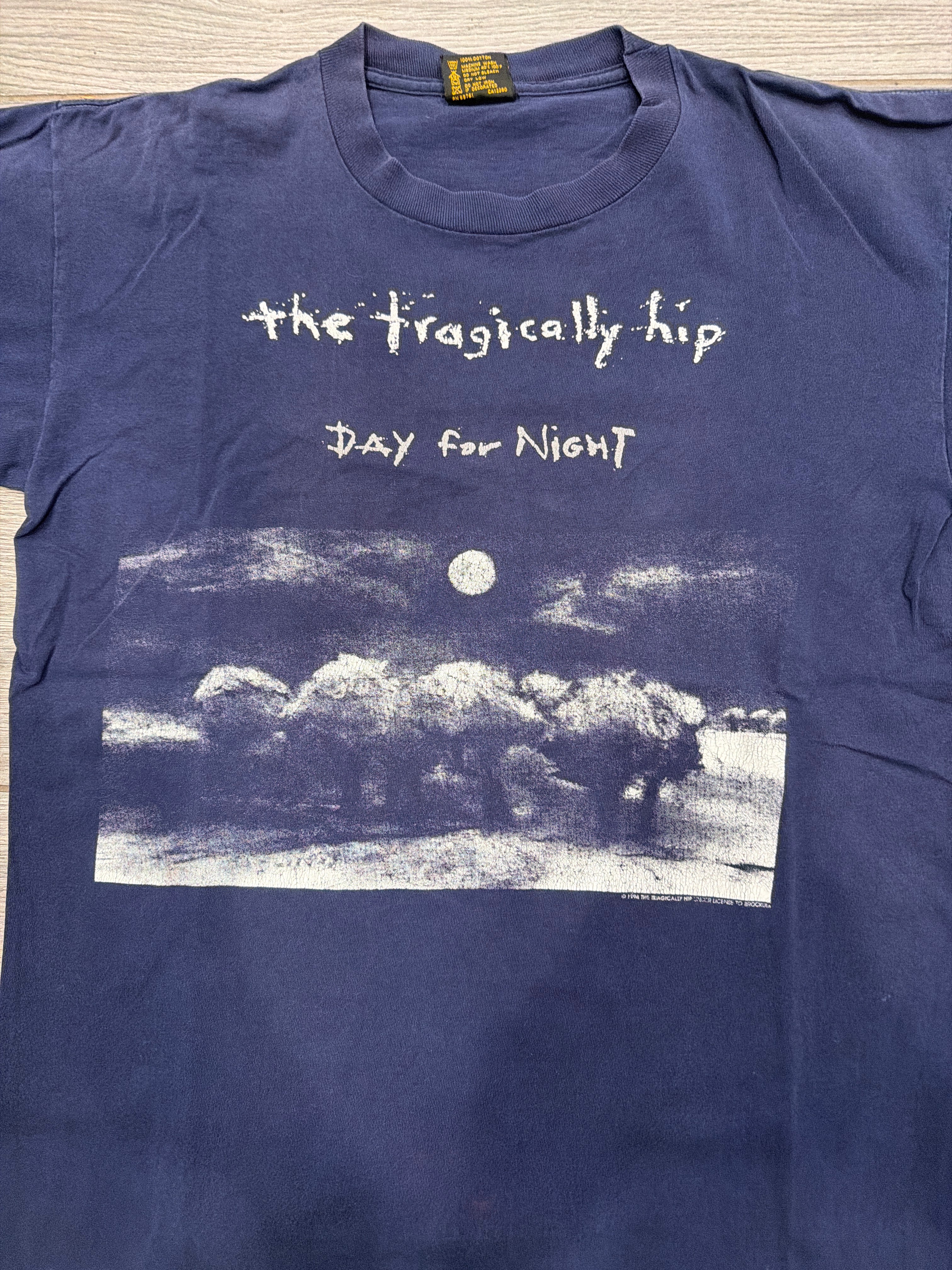 1994 The Tragically Hip Day For Night Album Blue T-Shirt Large Brockum