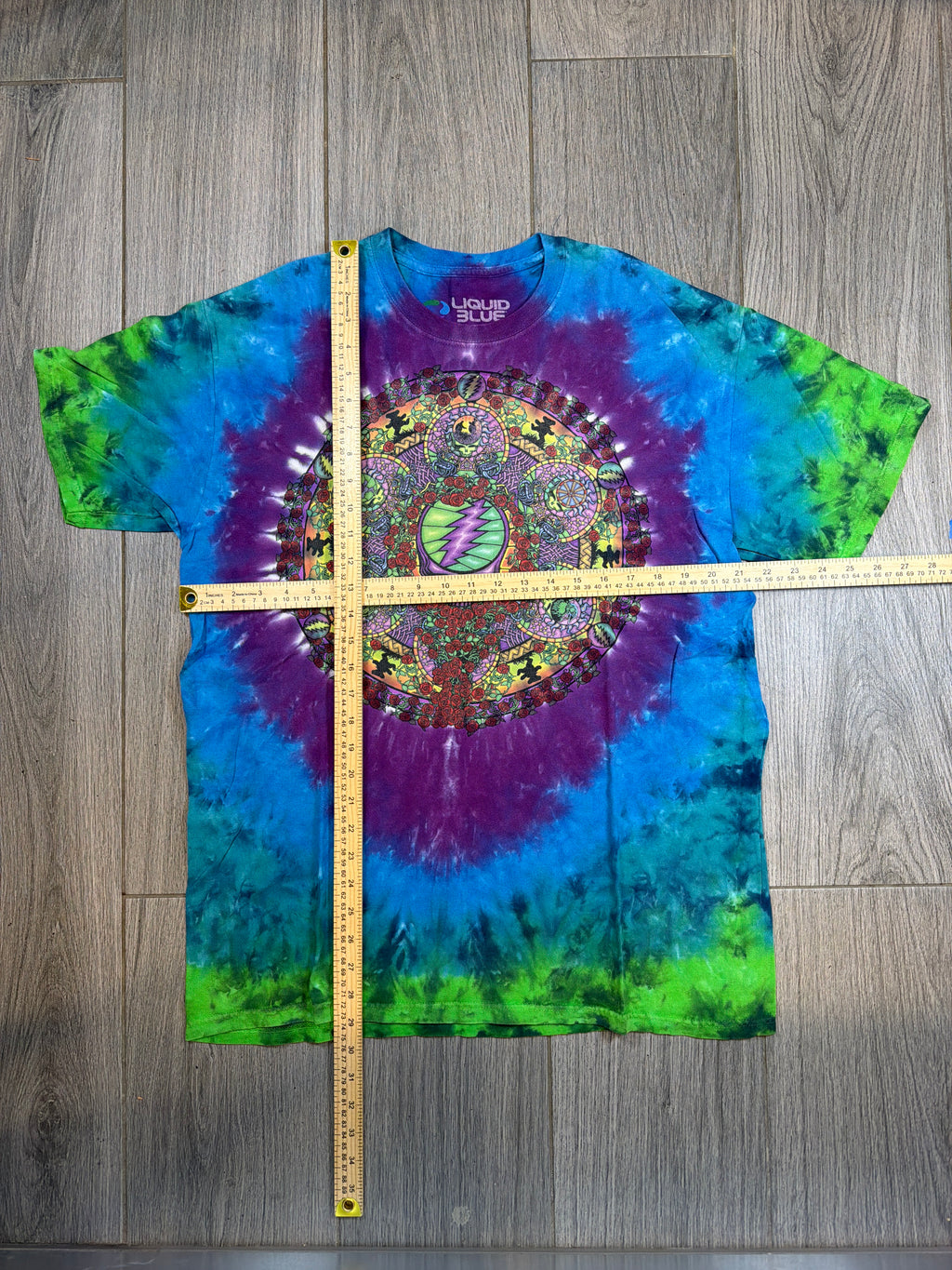 Grateful Dead Liquid Blue Fractal T-Shirt Large