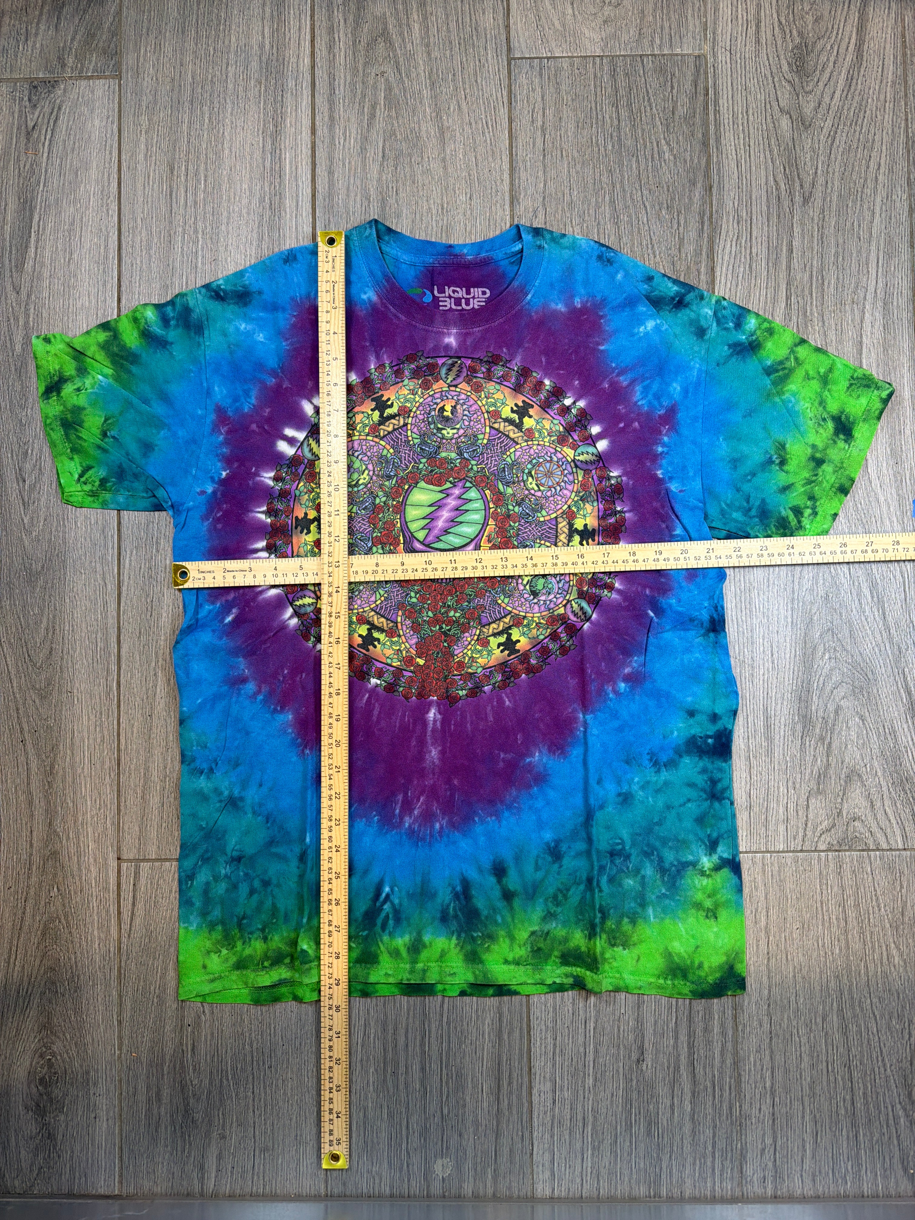 Grateful Dead Liquid Blue Fractal T-Shirt Large