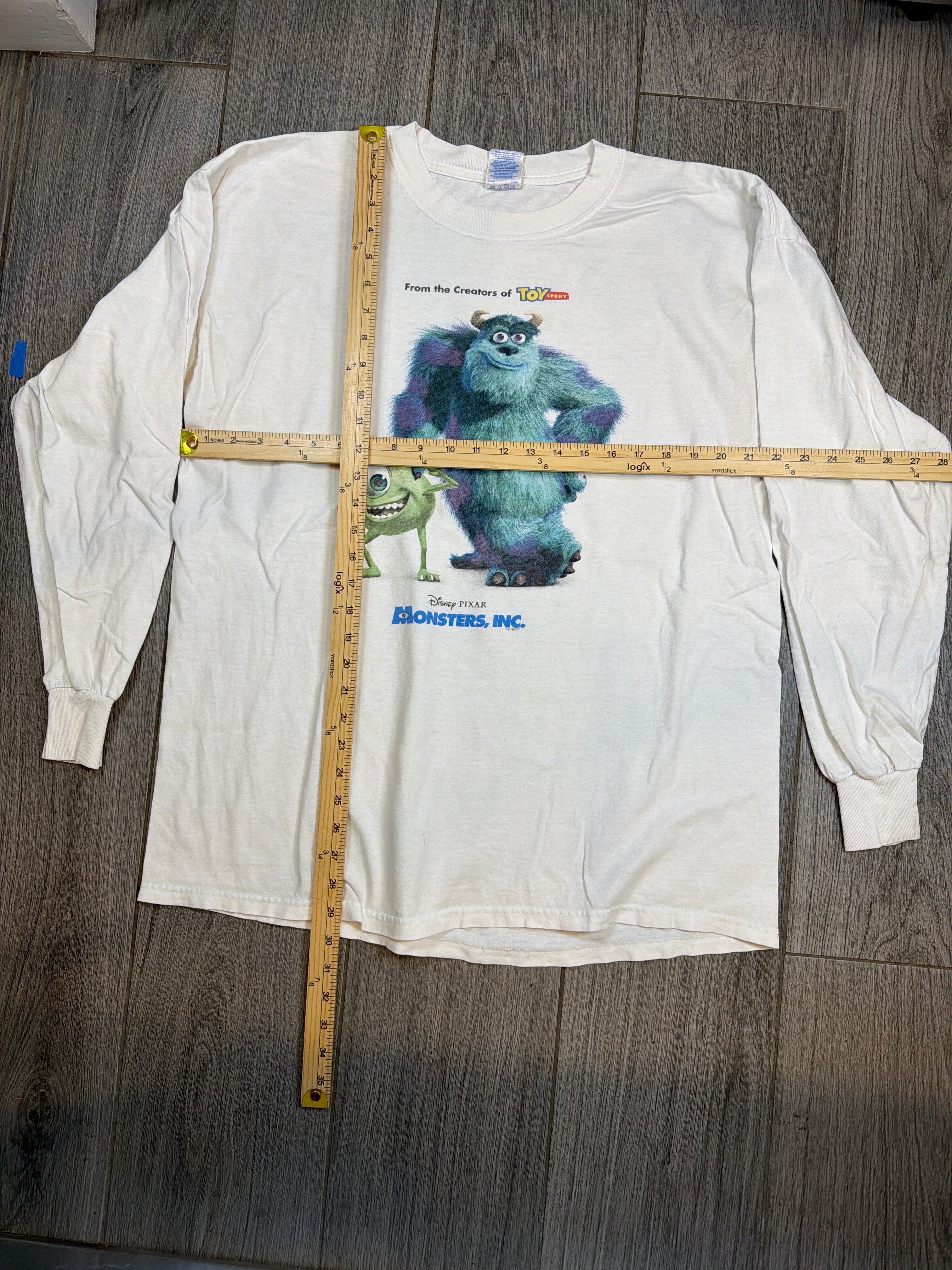 2001 Disney Monsters Inc White Long Sleeve T-Shirt XL