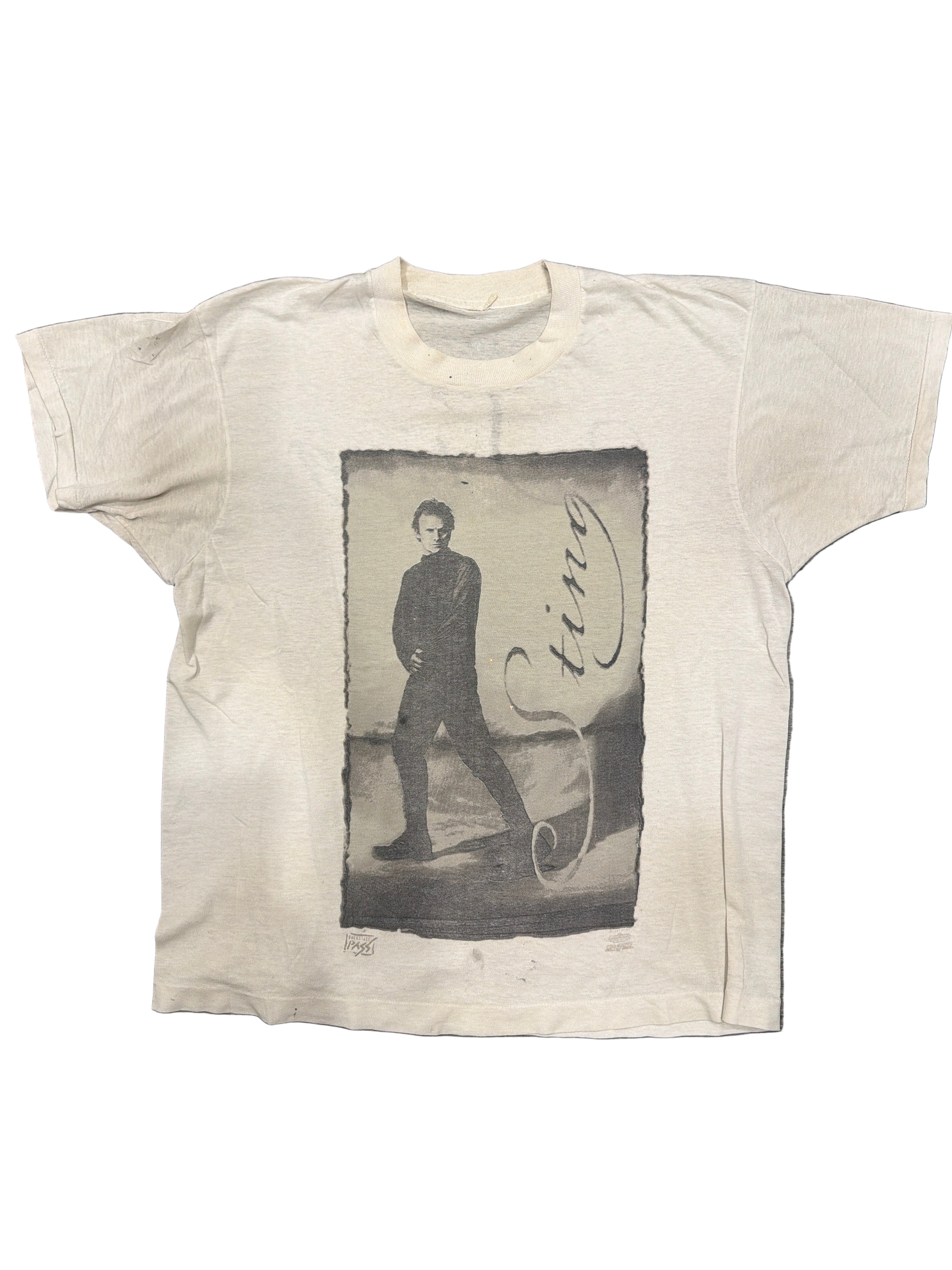 00s Sting Backstage Pass Police Double Sided Worn Thin T-Shirt Medium