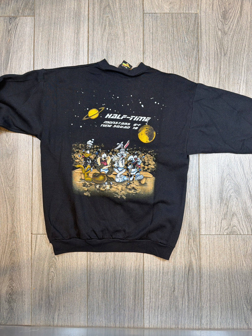 1996 Space Jam Pre Game/Half TIme Crew Neck Black Sweatshirt Large