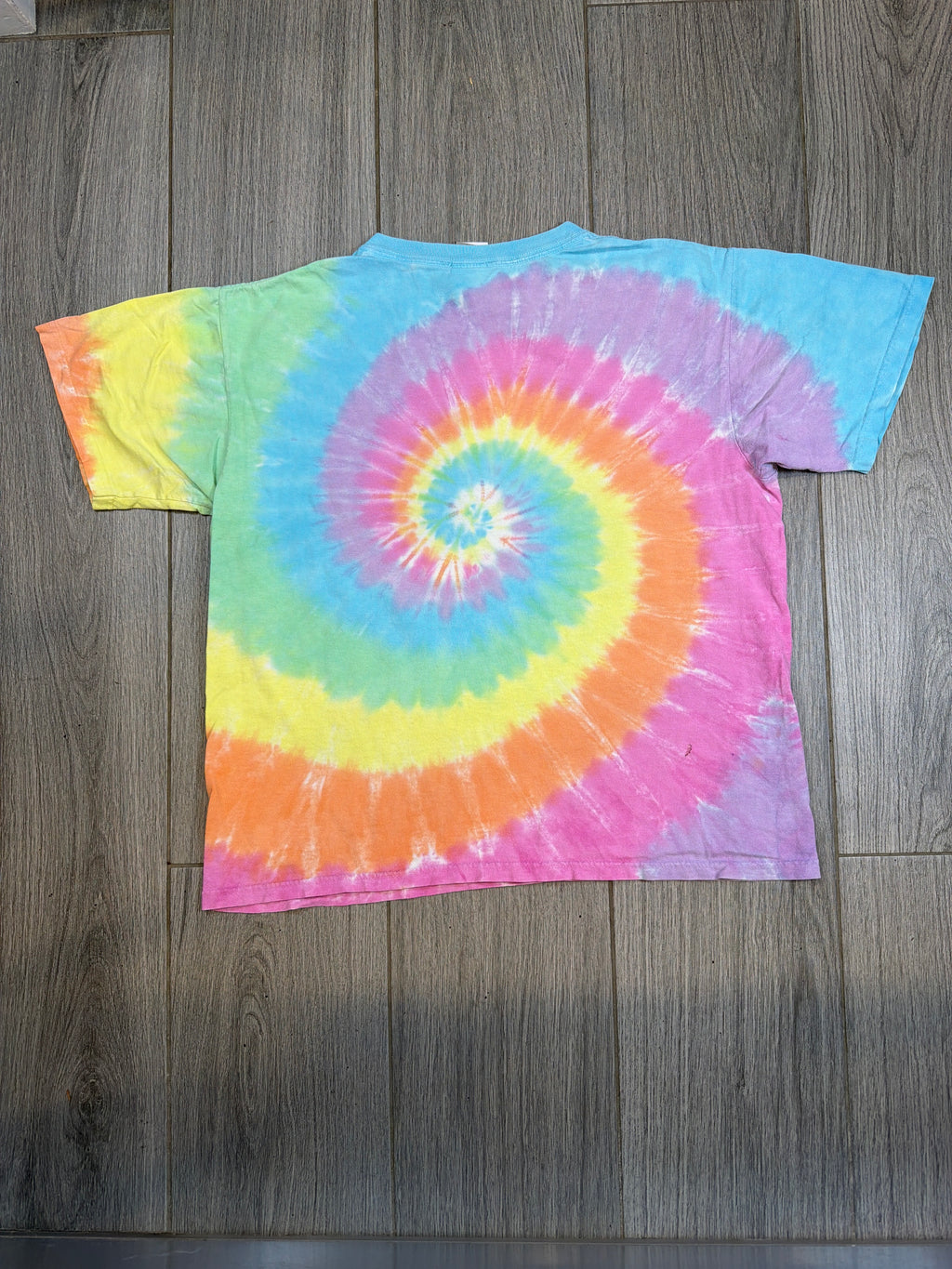 90s Grateful Dead Bear Spiral Tie Dye Liquid Blue T-Shirt Medium