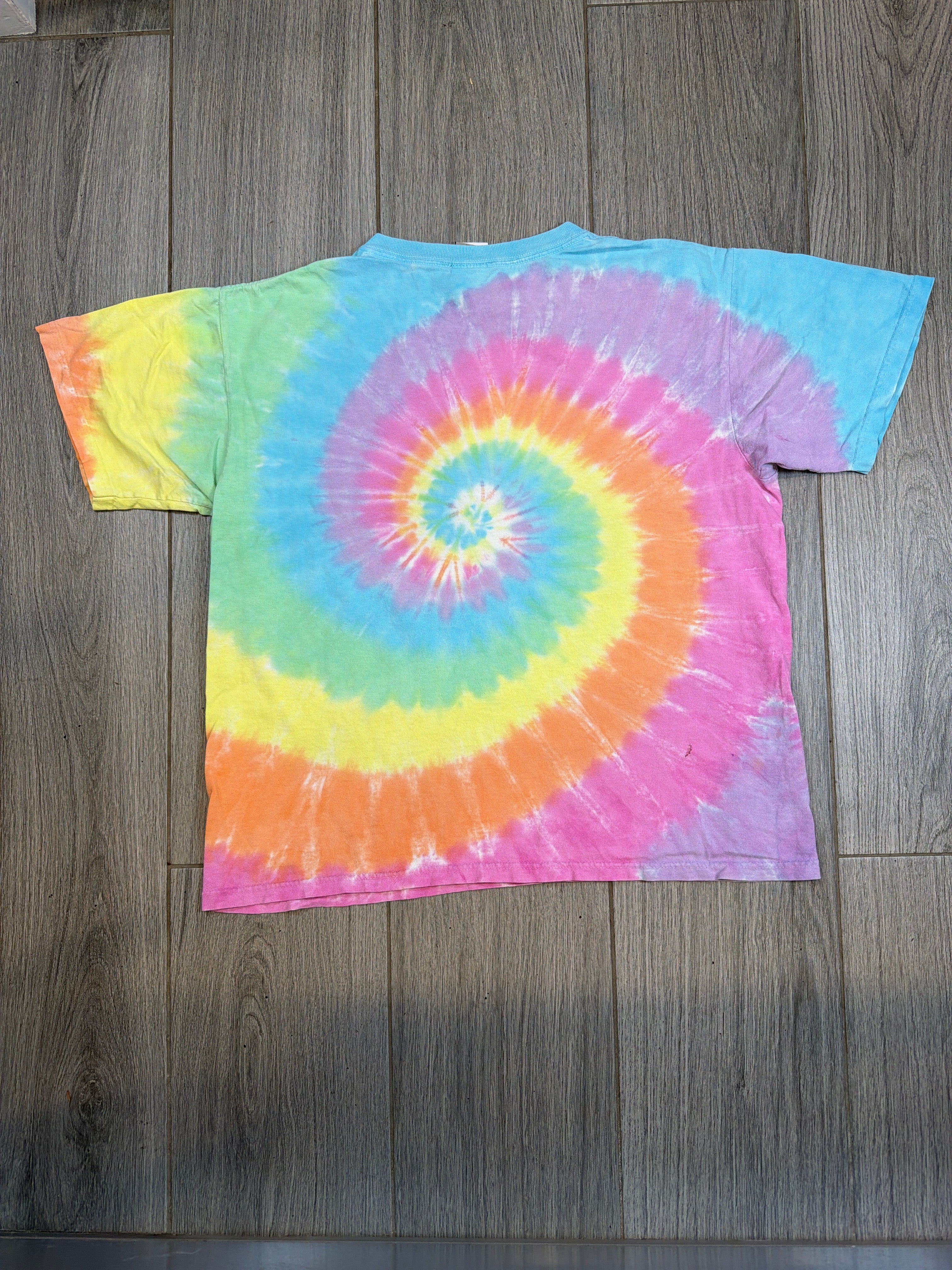 90s Grateful Dead Bear Spiral Tie Dye Liquid Blue T-Shirt Medium