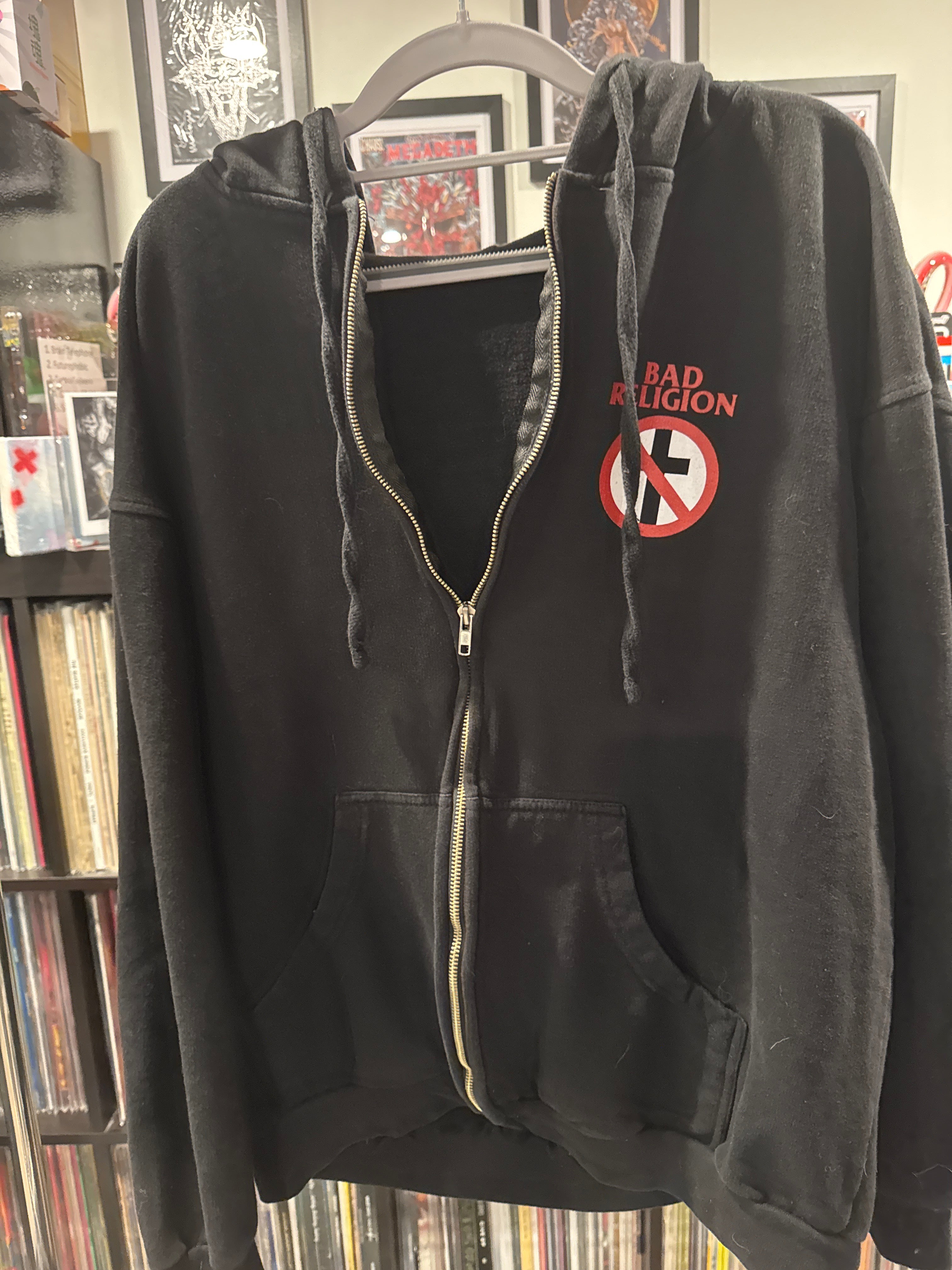 2003 Bad Religion Cross Hoodie Large Black Zip Up