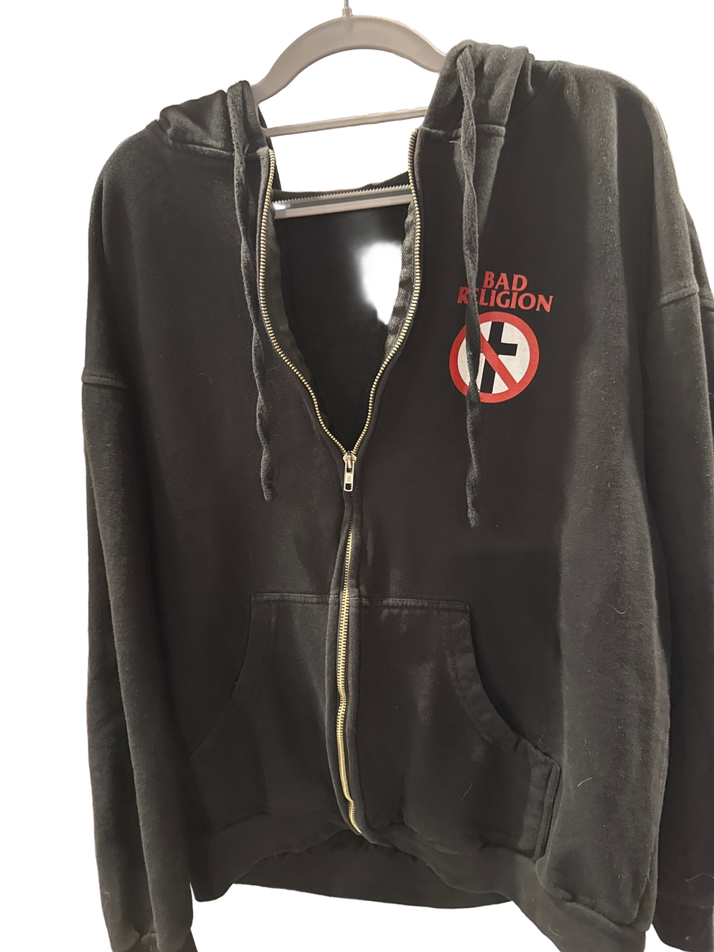 2003 Bad Religion Cross Hoodie Black Zip Up Large