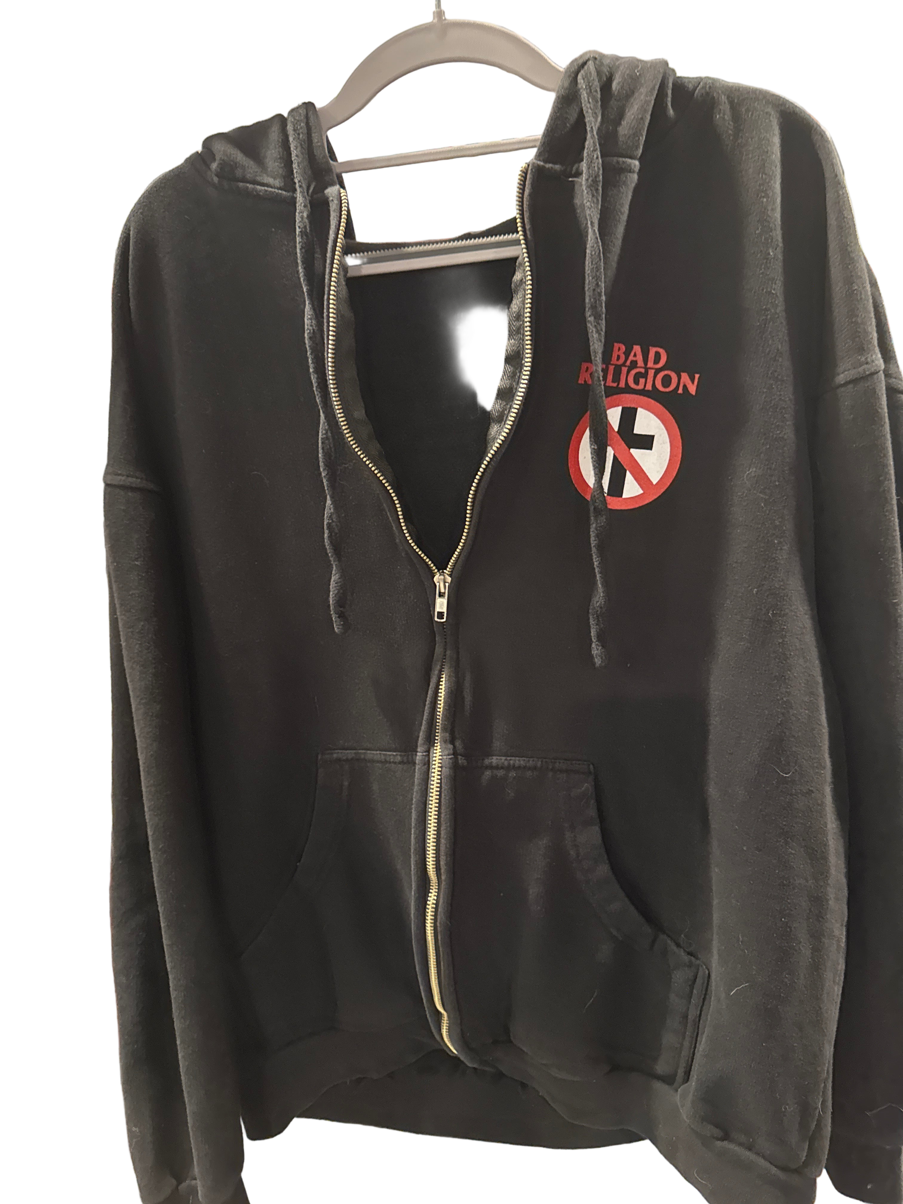 2003 Bad Religion Cross Hoodie Black Zip Up Large