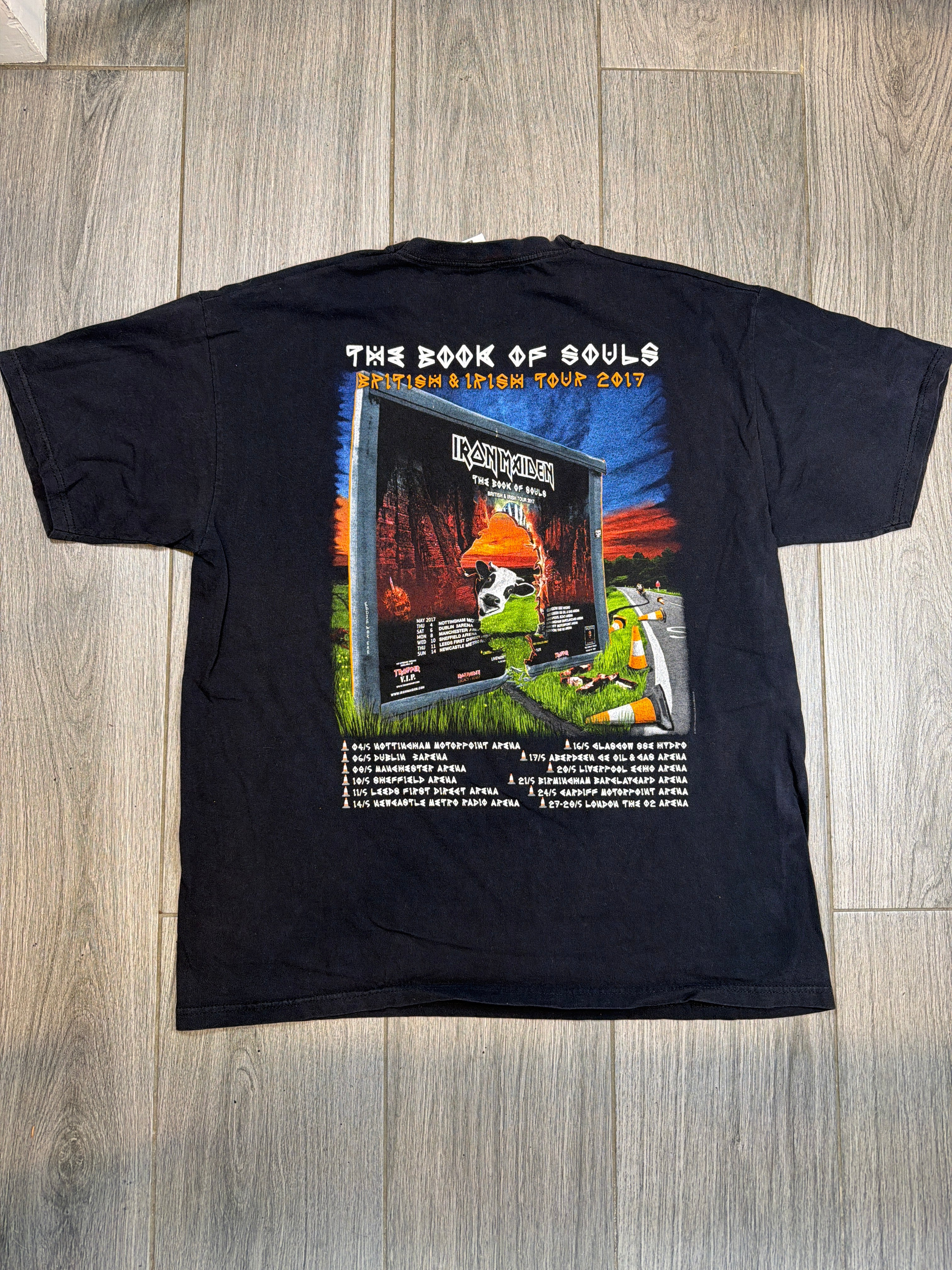 2017 Iron Maiden Book of Souls British and Irish Tour Motorcycle T-Shirt Large
