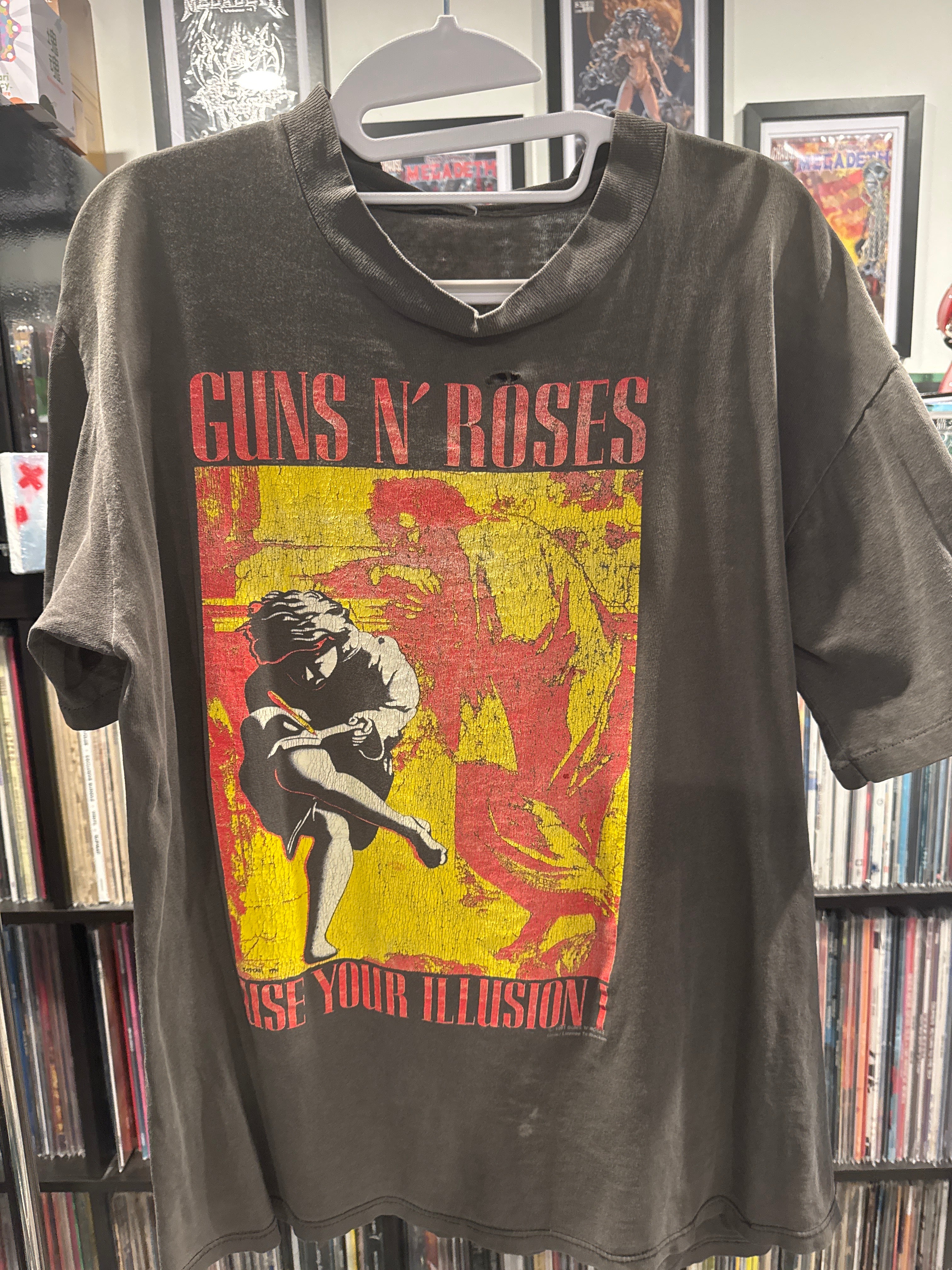 1991 Guns N Roses GnR Use Your Illusion Tour T Shirt XL Faded Black