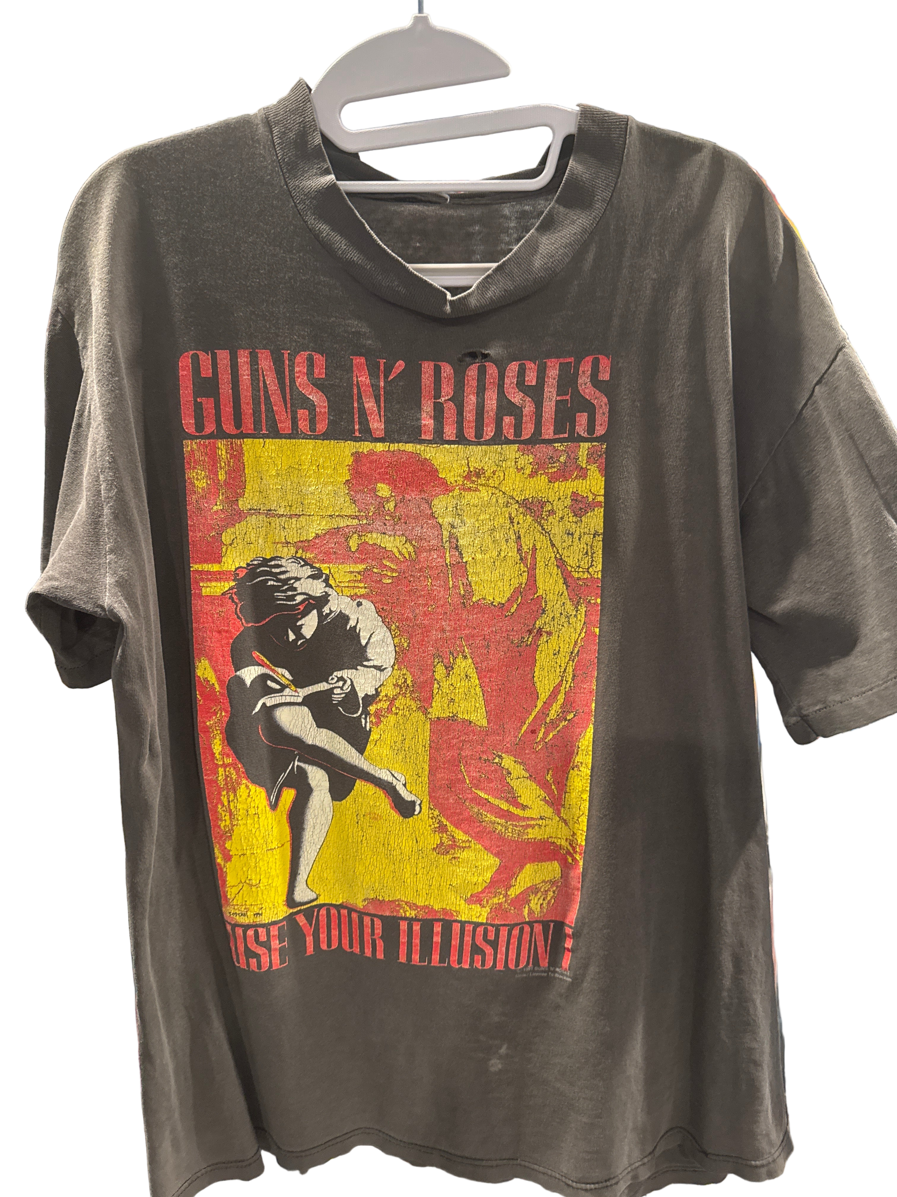 1991 Guns N Roses GnR Use Your Illusion Tour T Shirt XL Faded Black