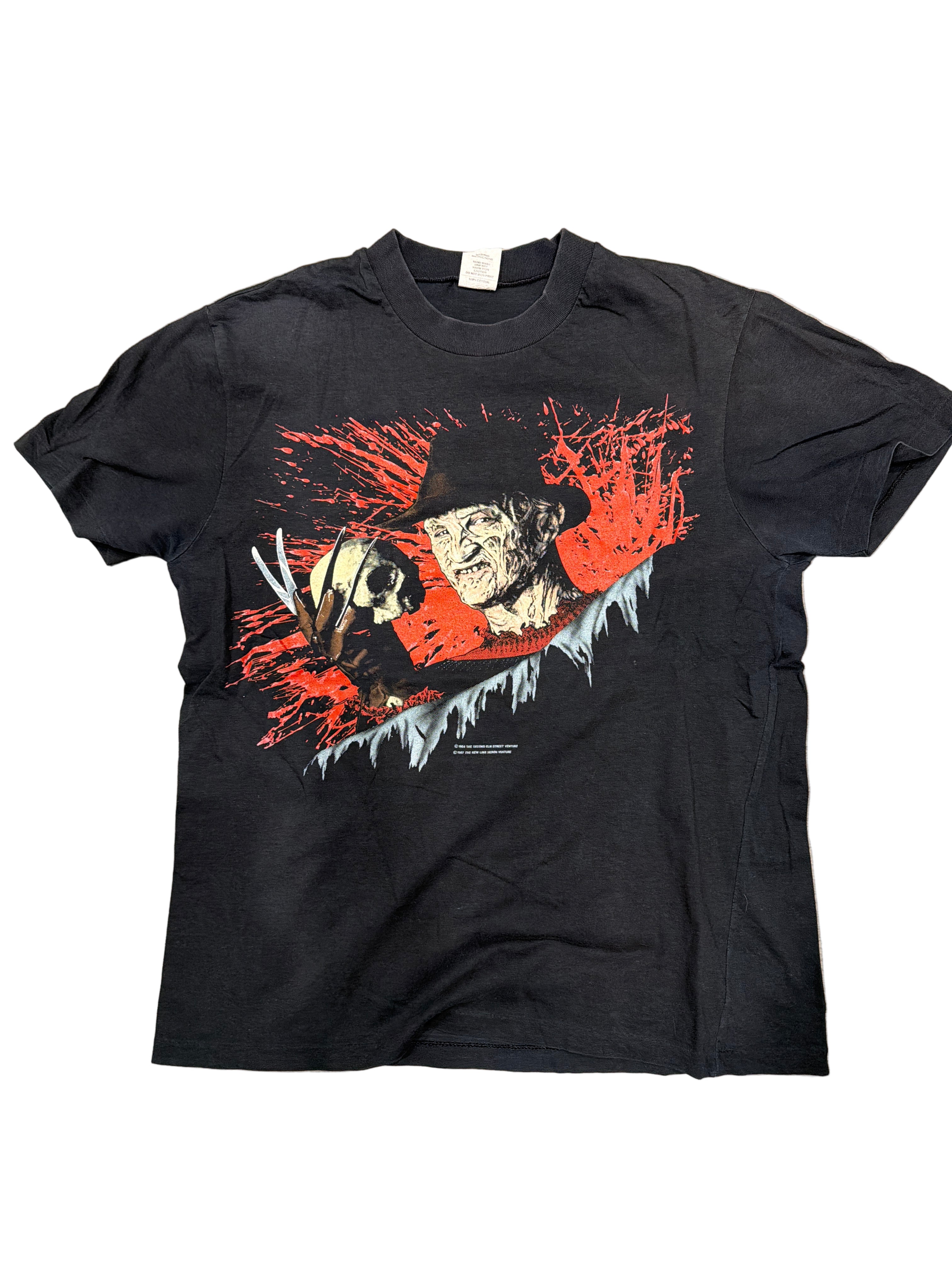 80s Freddy Kruger Suck Face Double Sided Black T-Shirt Medium