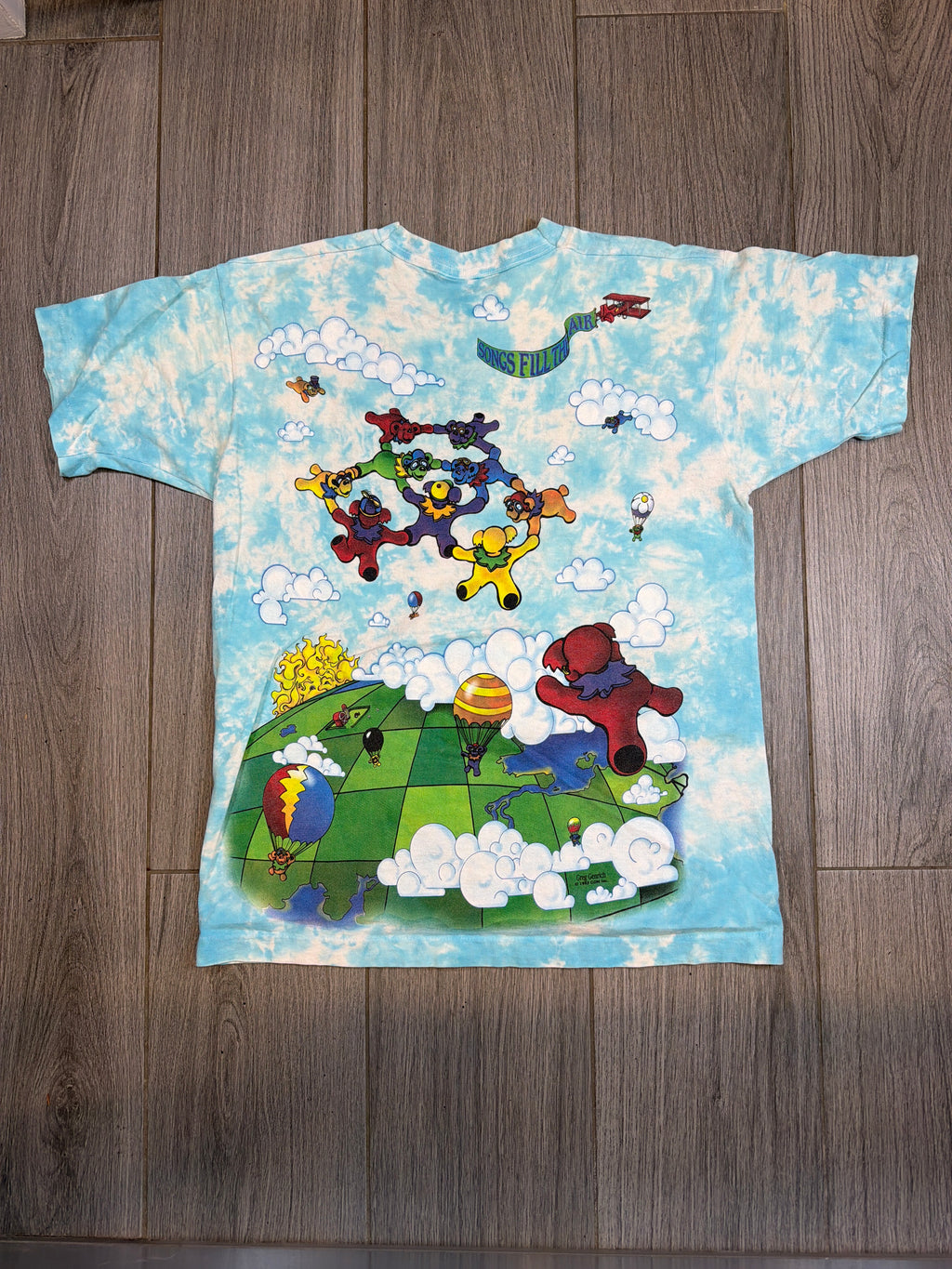1993 Grateful Dead Parachute Tie Dye Liquid Blue T-Shirt Large