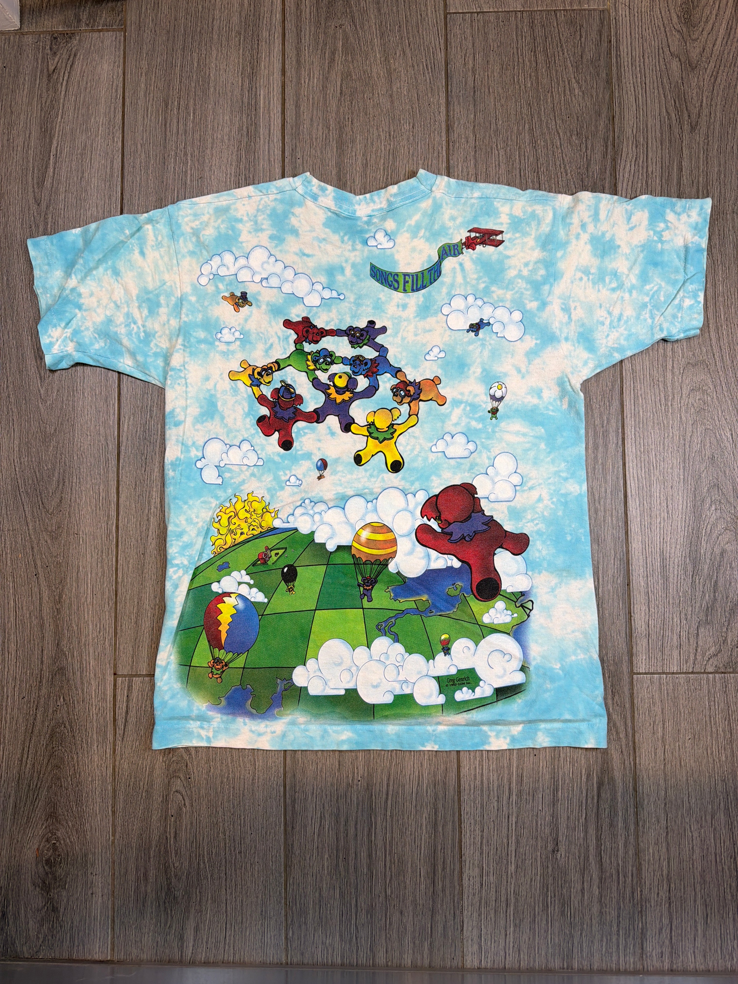1993 Grateful Dead Parachute Tie Dye Liquid Blue T-Shirt Large