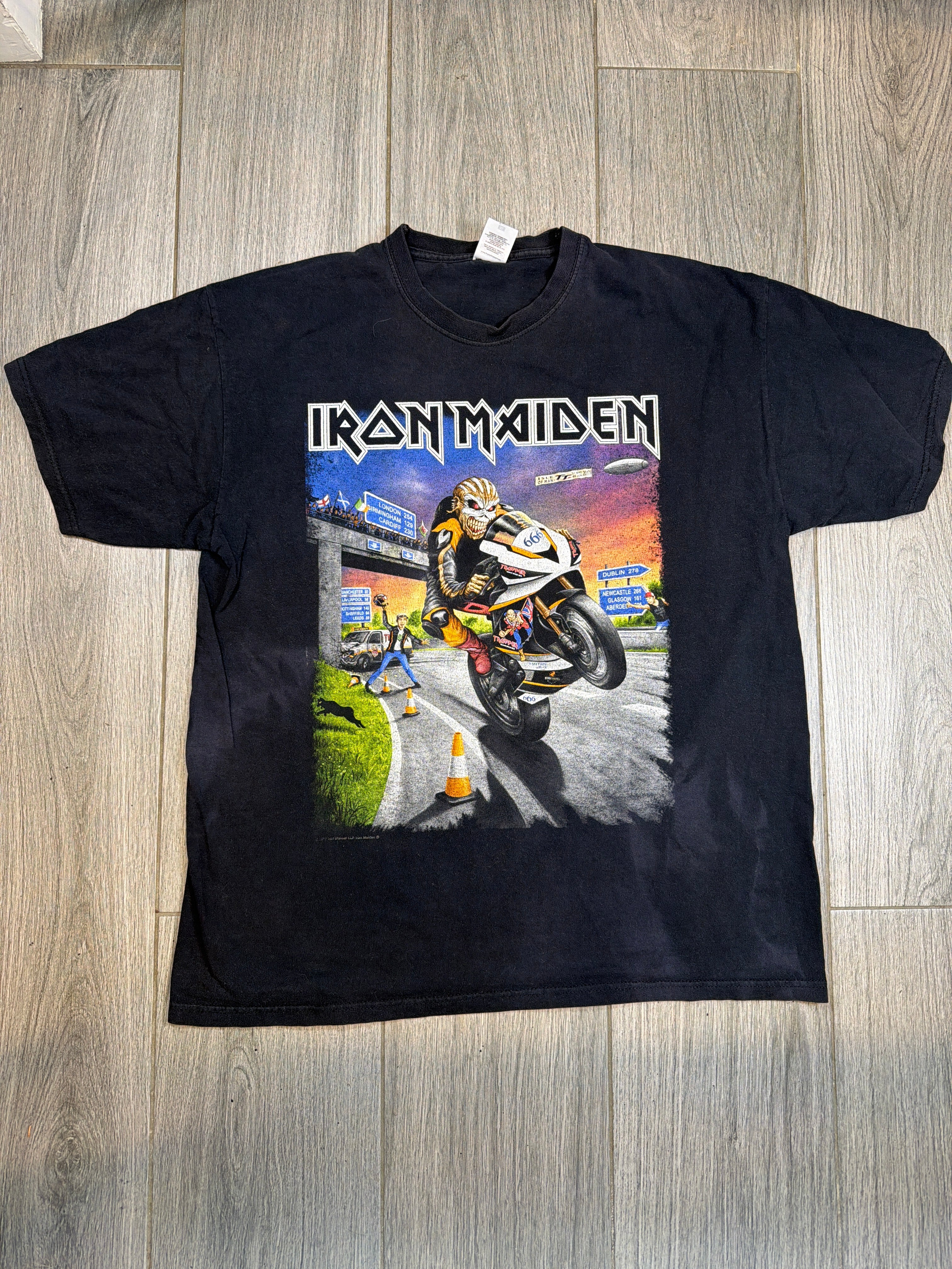 2017 Iron Maiden Book of Souls British and Irish Tour Motorcycle T-Shirt Large