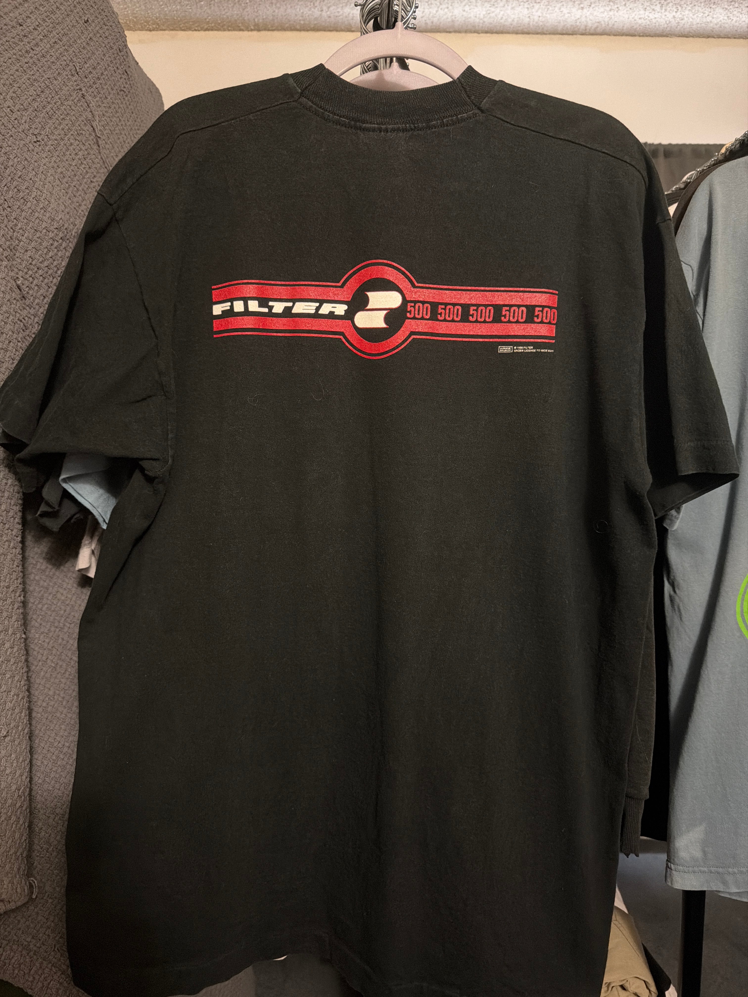 1996 Filter Band T Shirt "500- Hey Man Nice Shot" Black XL T Shirt