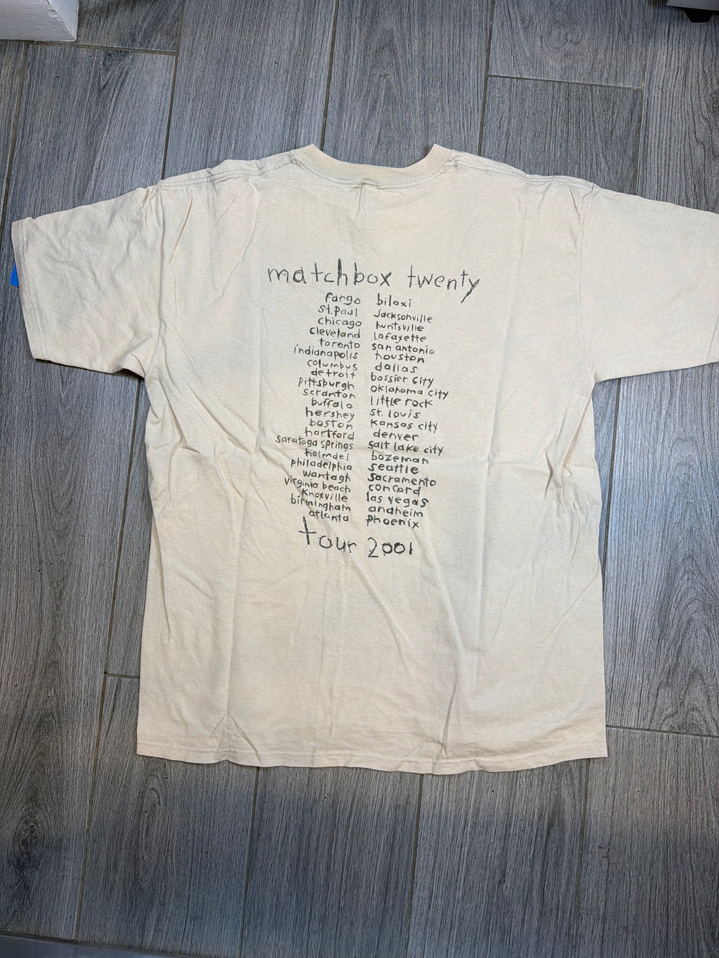 2001 Matchbox Twenty Tour Rob Thomas Beige Anvil T-Shirt XL