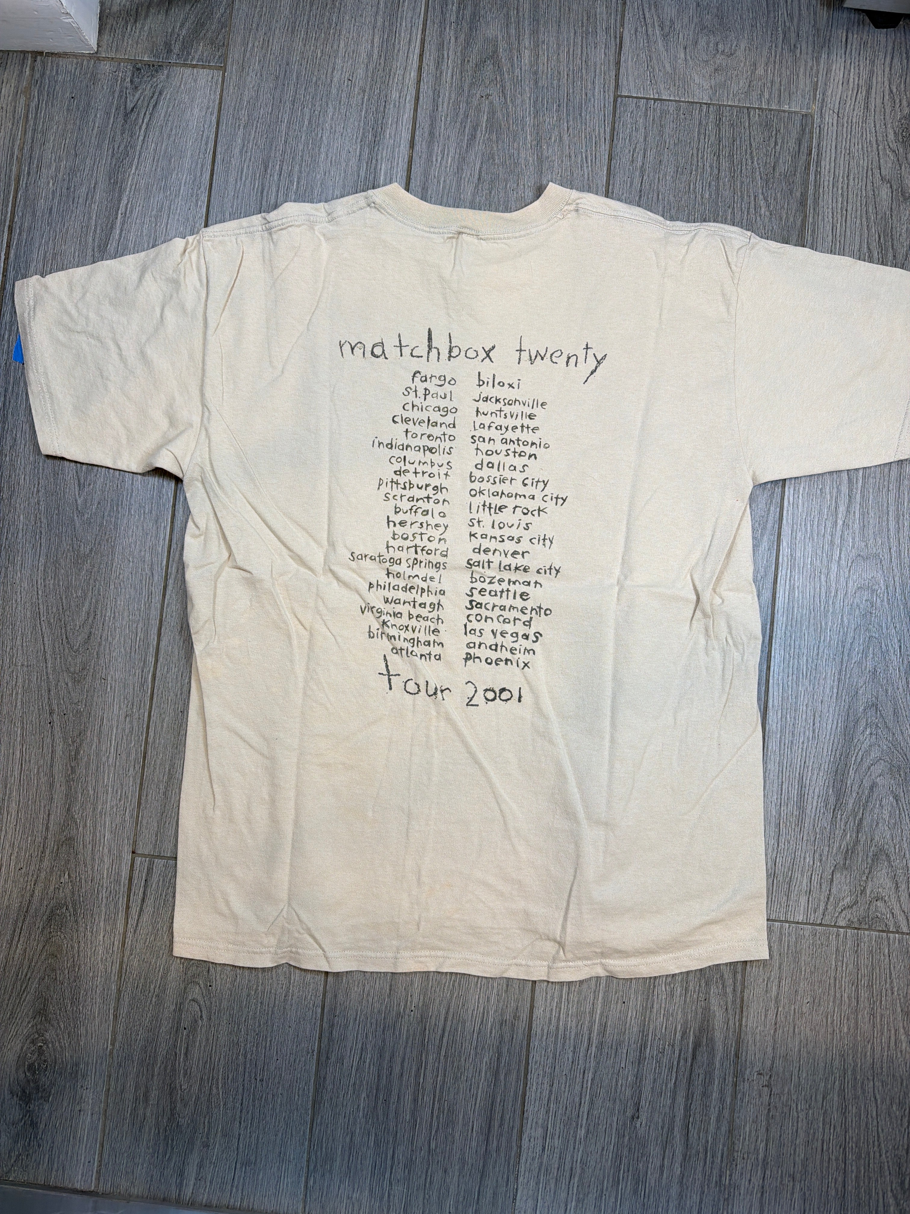 2001 Matchbox Twenty Tour Rob Thomas Beige Anvil T-Shirt XL