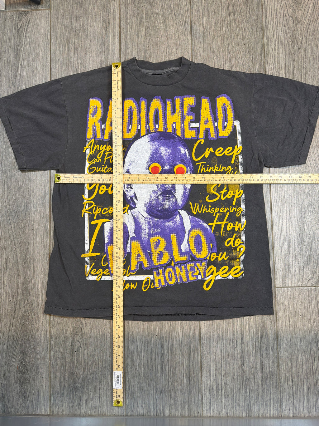 Radiohead Pablo Honey Tour AOP Faded Black Bootleg T-Shirt XL