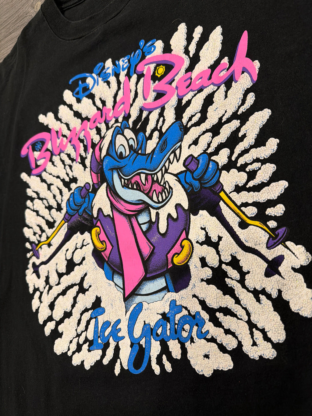 90s Disney Blizzard Beach Ice Gator Break Through Sparkle T-Shirt 2X