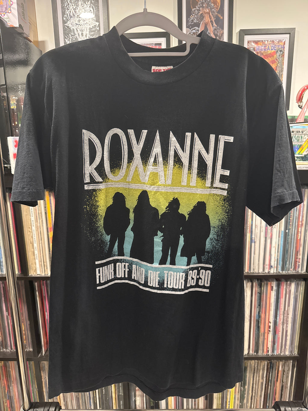 1989 Roxanne Funk Off and Die Tour Middle Finger L Sof Tee