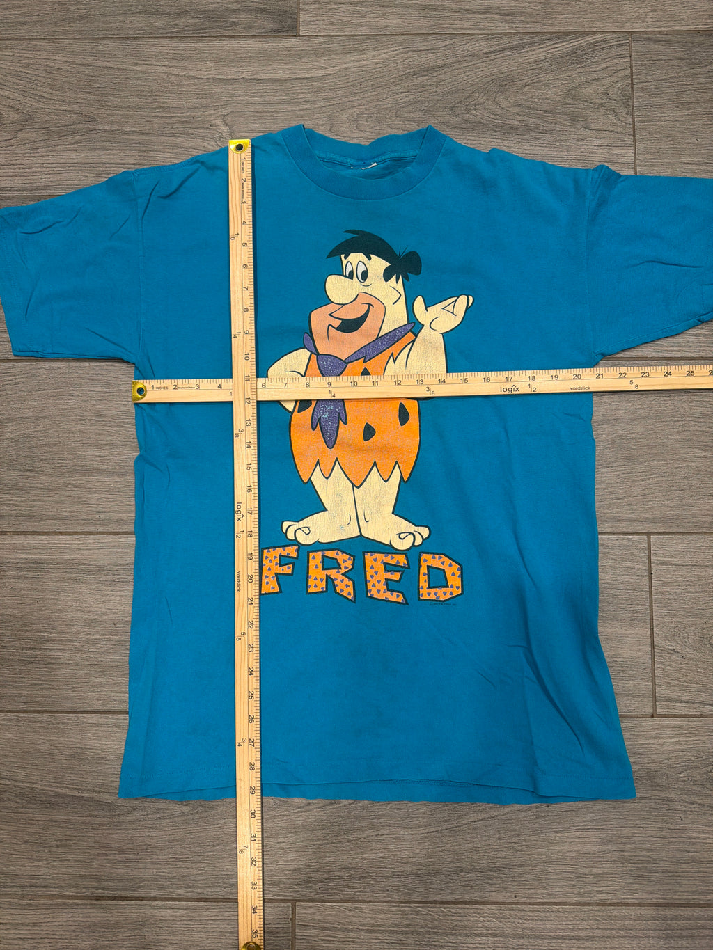 1992 Fred Flintstone Blue Hanna Barbara Universal Studios T-Shirt Large