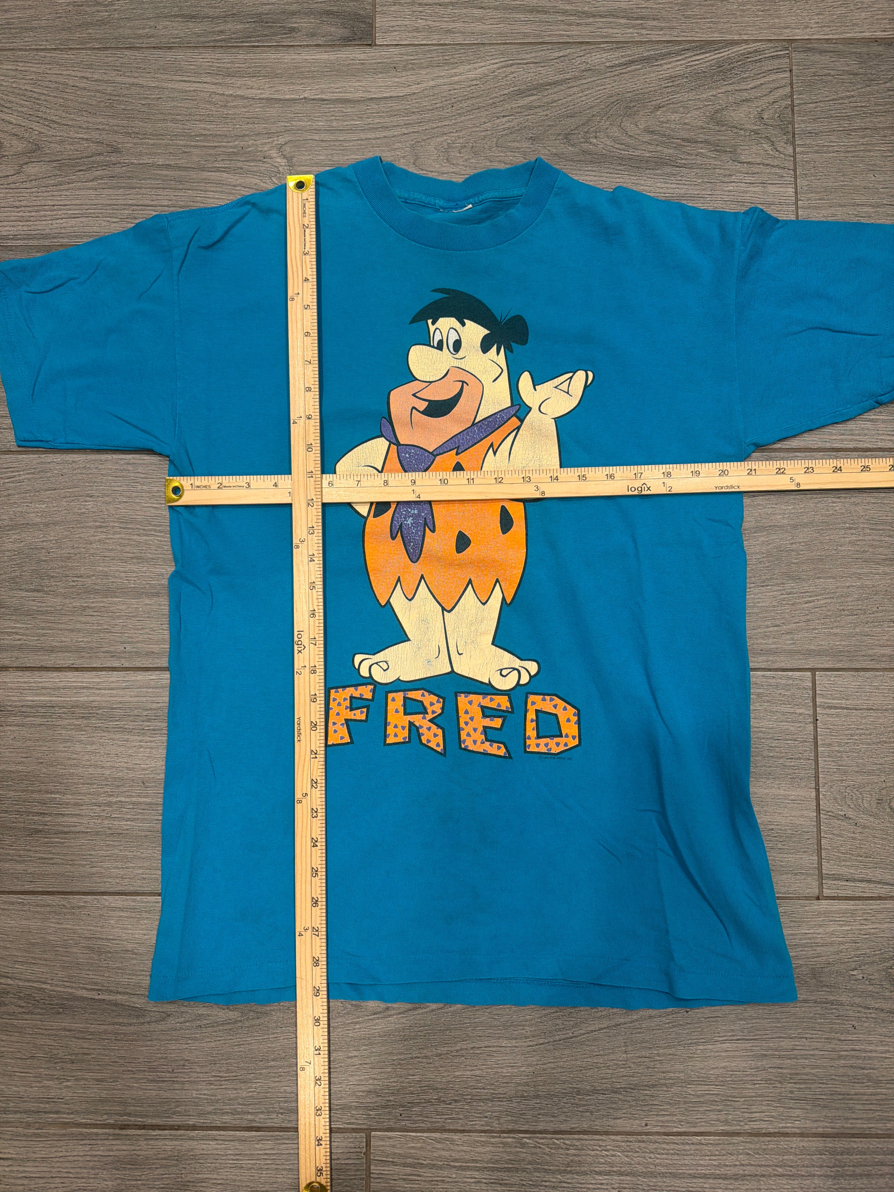 1992 Fred Flintstone Blue Hanna Barbara Universal Studios T-Shirt Large