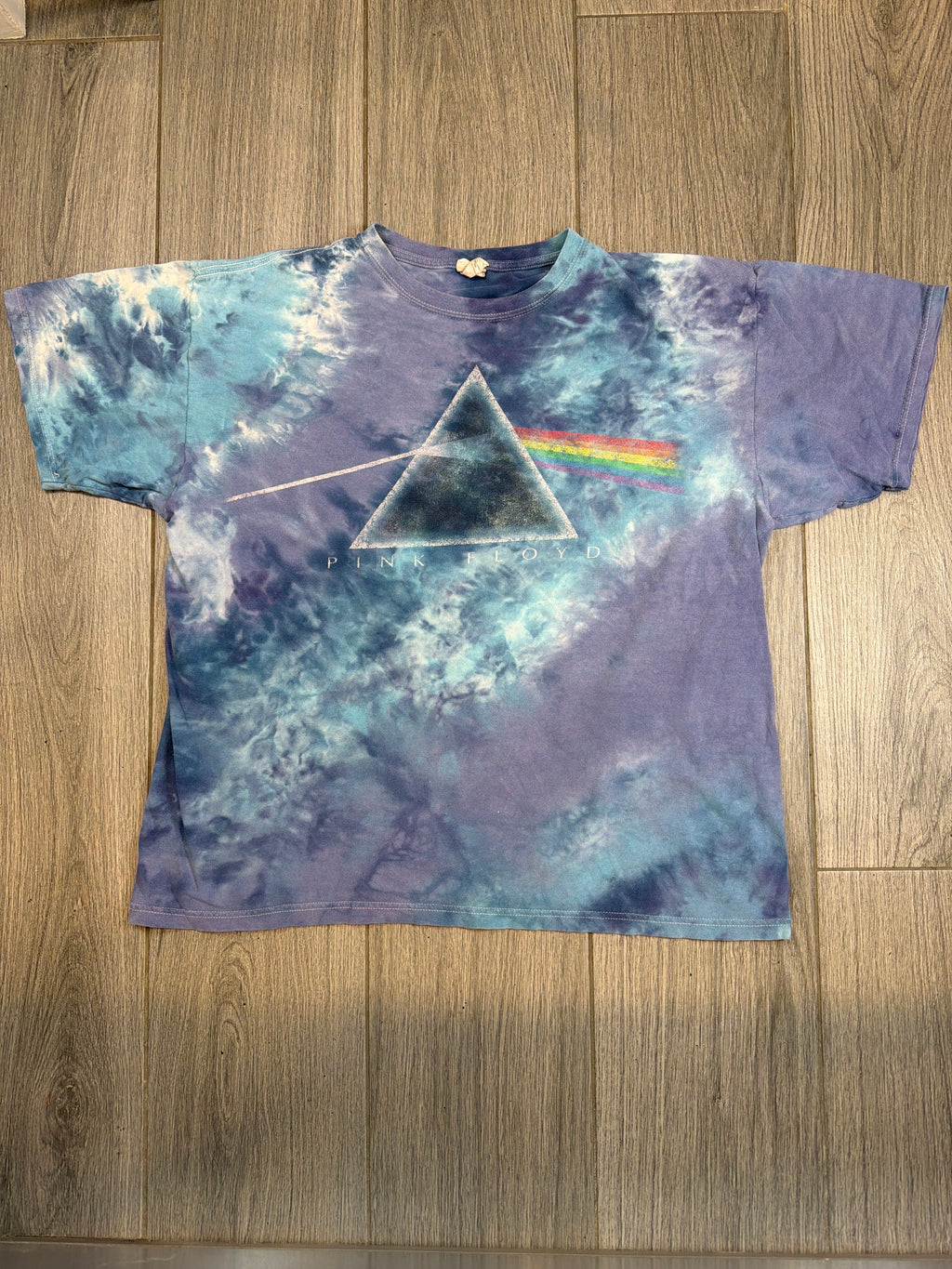 00s Pink Floyd Dark Side of the Moon Tie Dye Blue T-Shirt XL