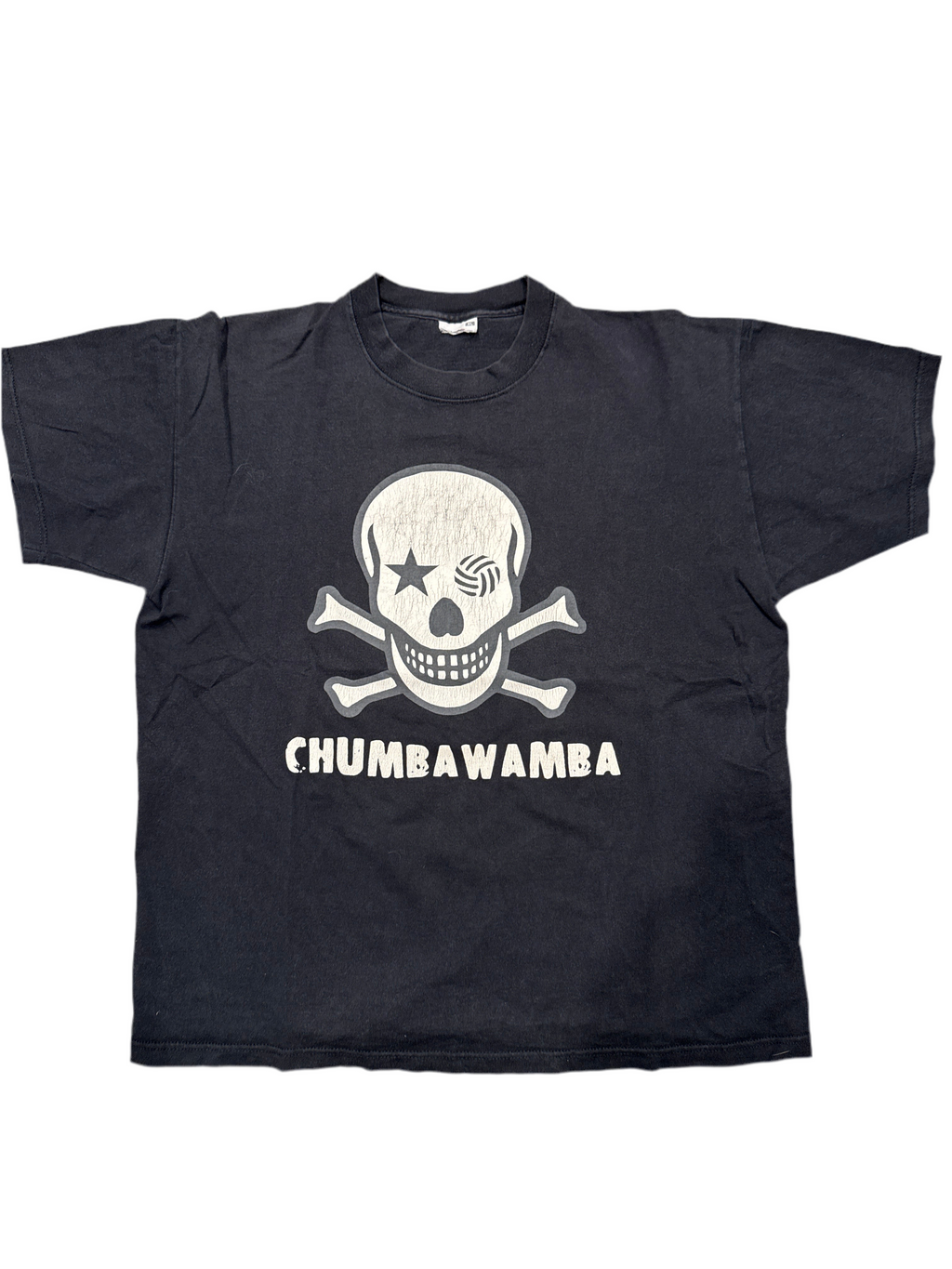 90s Chumbawamba Australia Tubthumper Band Black Skull T-Shirt XL