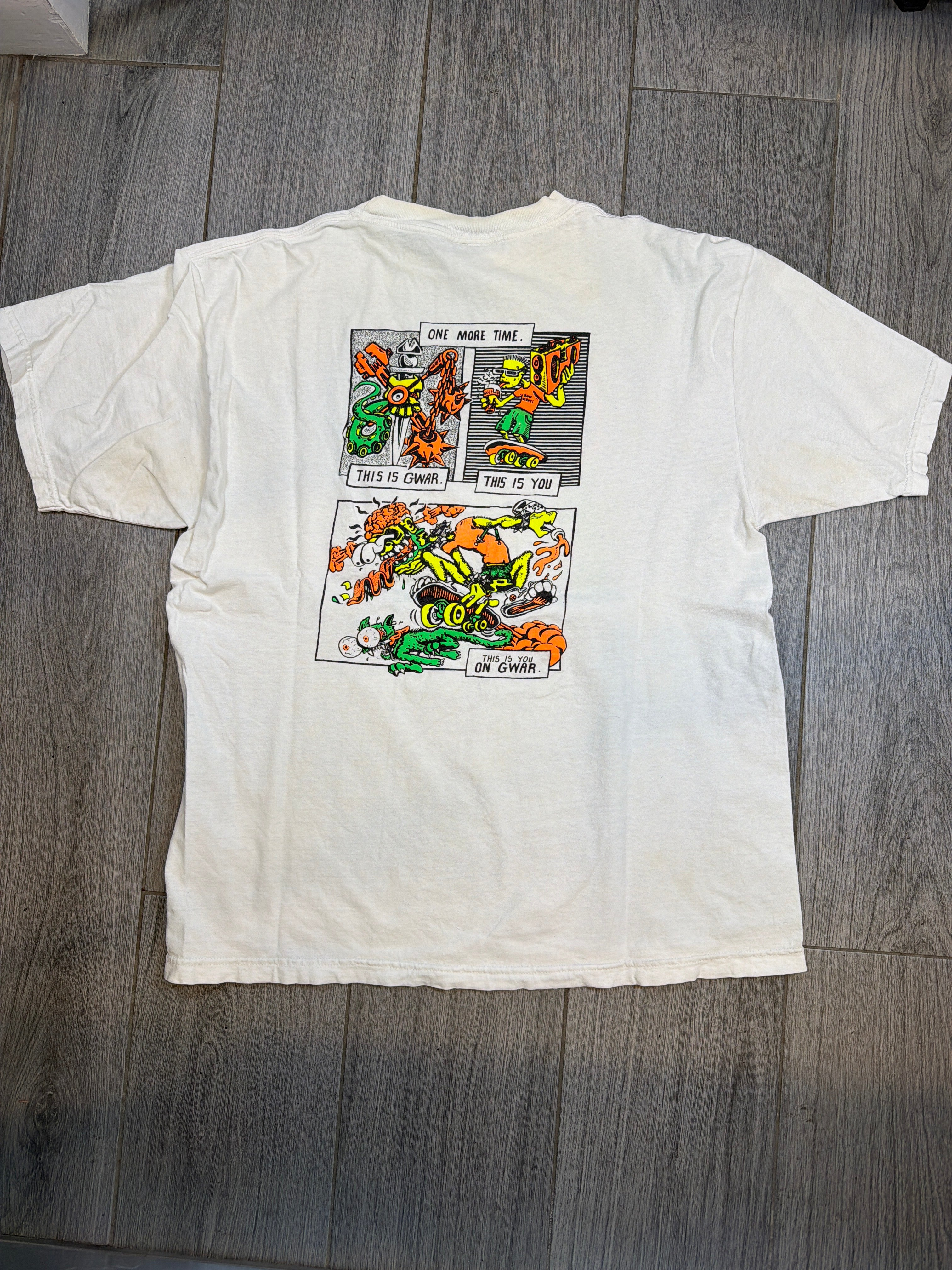 90er Gwar Frenchy Skate Metal Doppelseitiges weißes T-Shirt Large