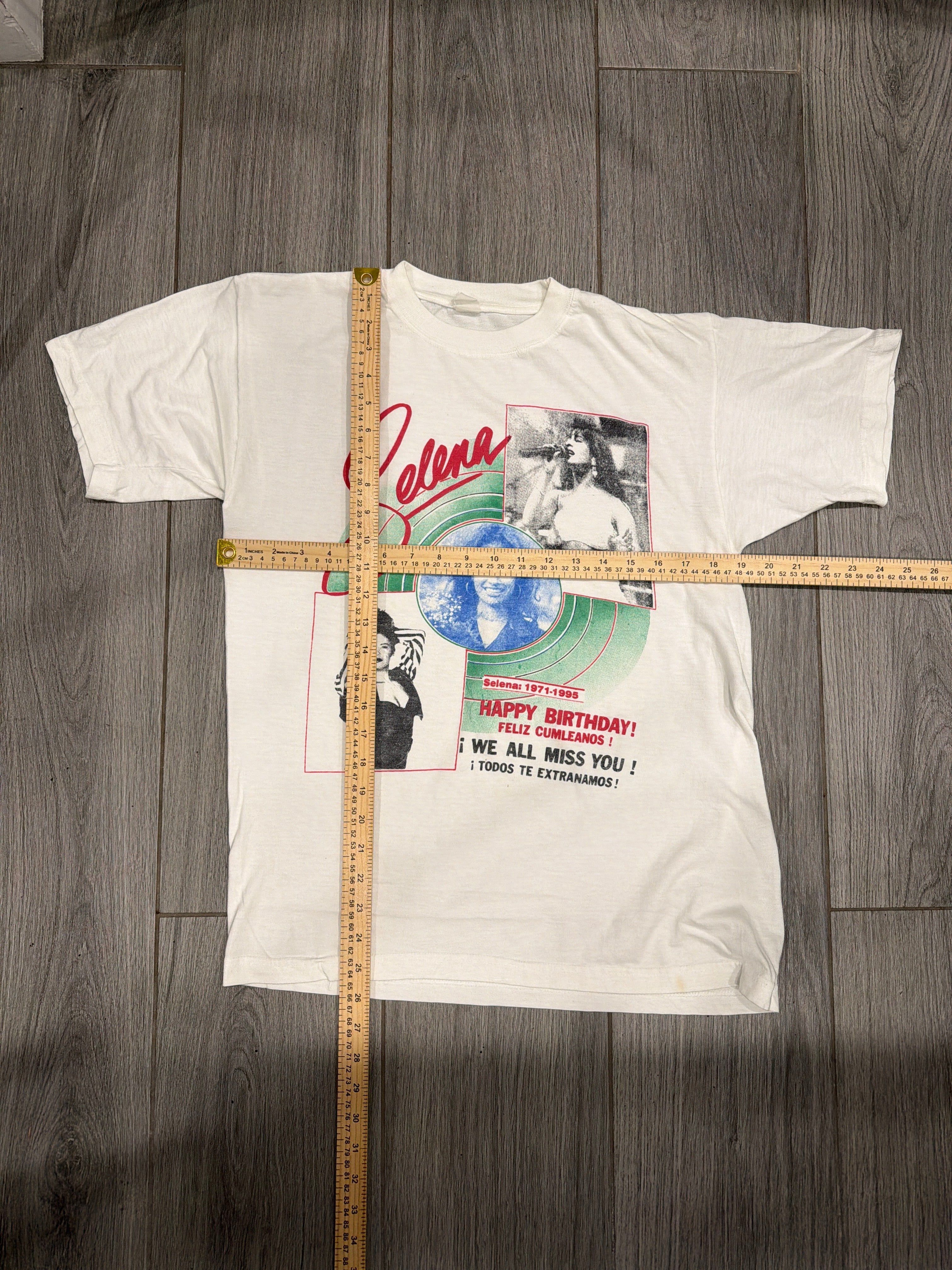 90s Selena Happy Birthday We Miss You White T-Shirt Large