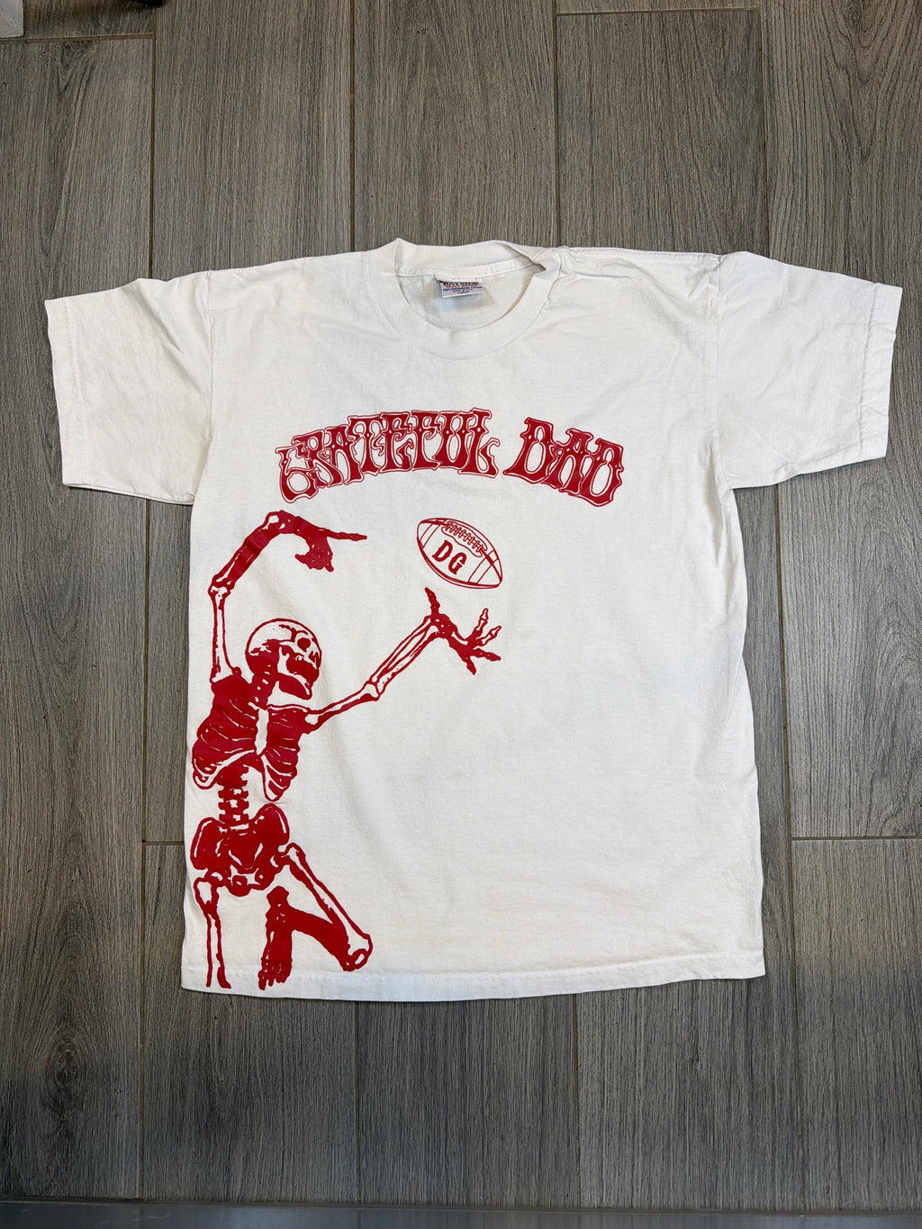 90s Grateful Dead Football Bayside White/Red T-Shirt Large
