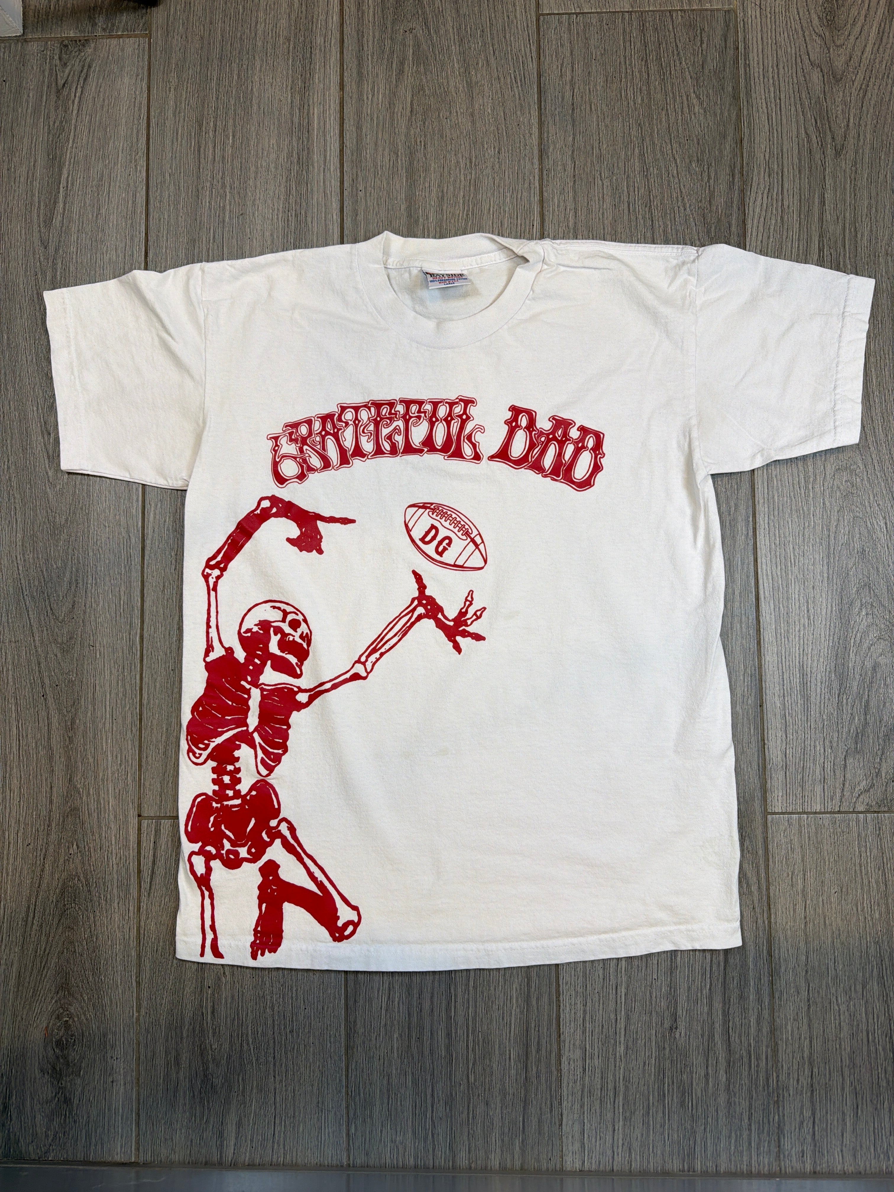 90s Grateful Dead Football Bayside White/Red T-Shirt Large
