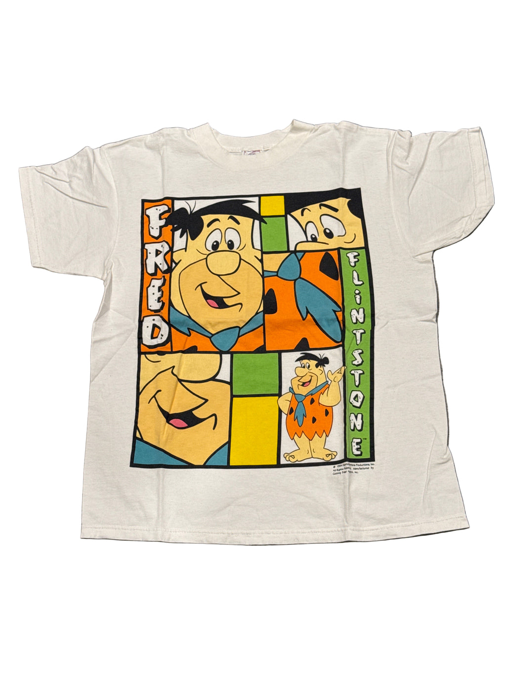 1994 Fred Flinstone Squares White Single Stitched Delta T-Shirt Large